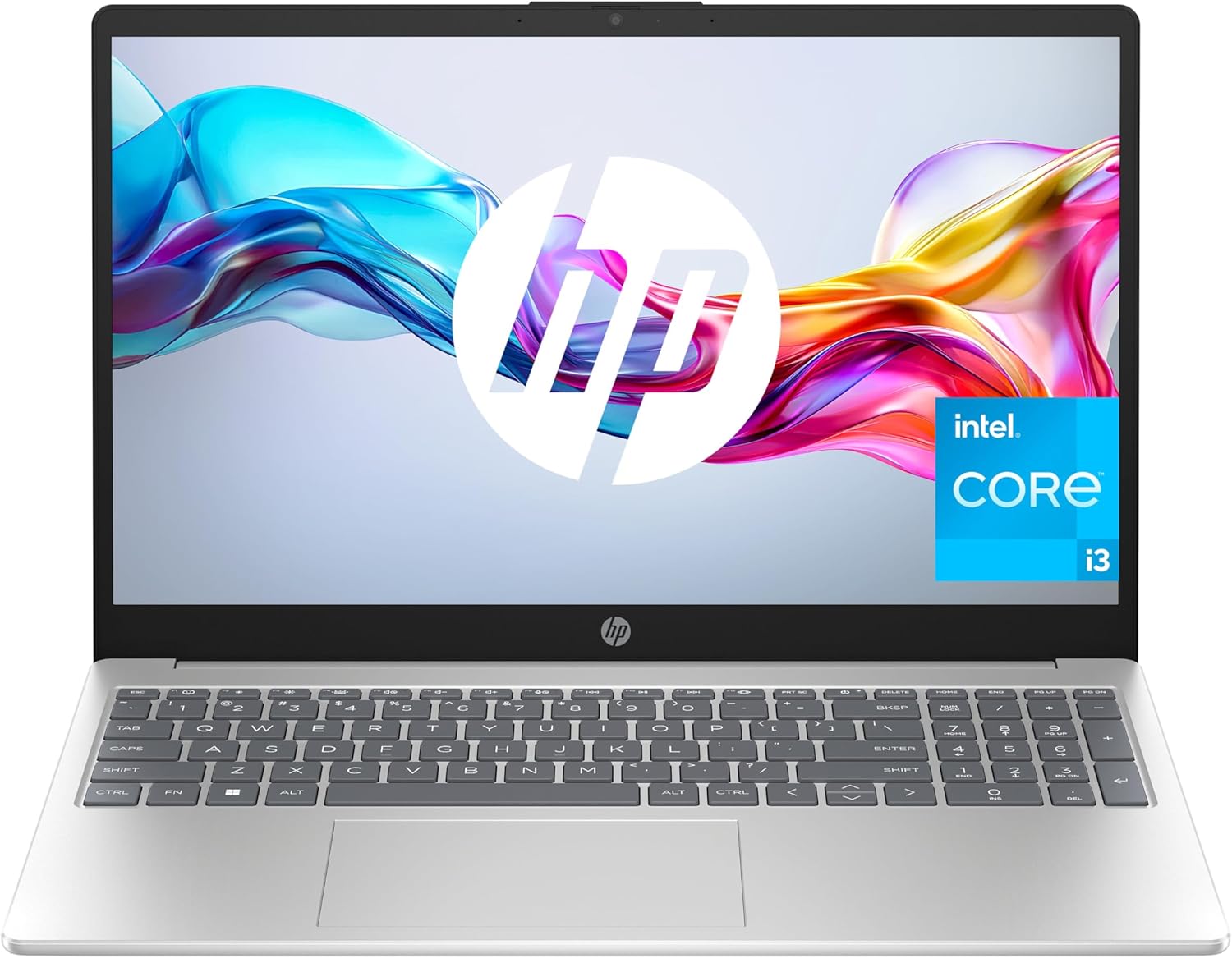HP 15-fd0193ns Computador portátil FHD de 15,6" (Intel Core i3-N305, 8 GB RAM, 512 GB SSD, Intel UHD Graphics, sem sistema operativo), prateado e azul, teclado QWERTY espanhol