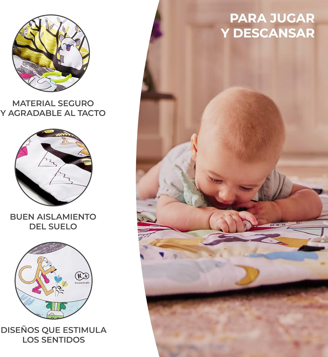 kk Kinderkraft SMARTPLAY Ginásio para bebé, tapete para crianças, tapete de bebé, 7 brinquedos, 20 bolas, 2 arcos, com acessórios, para bebé, multifuncional, piscina seca, multicolorido