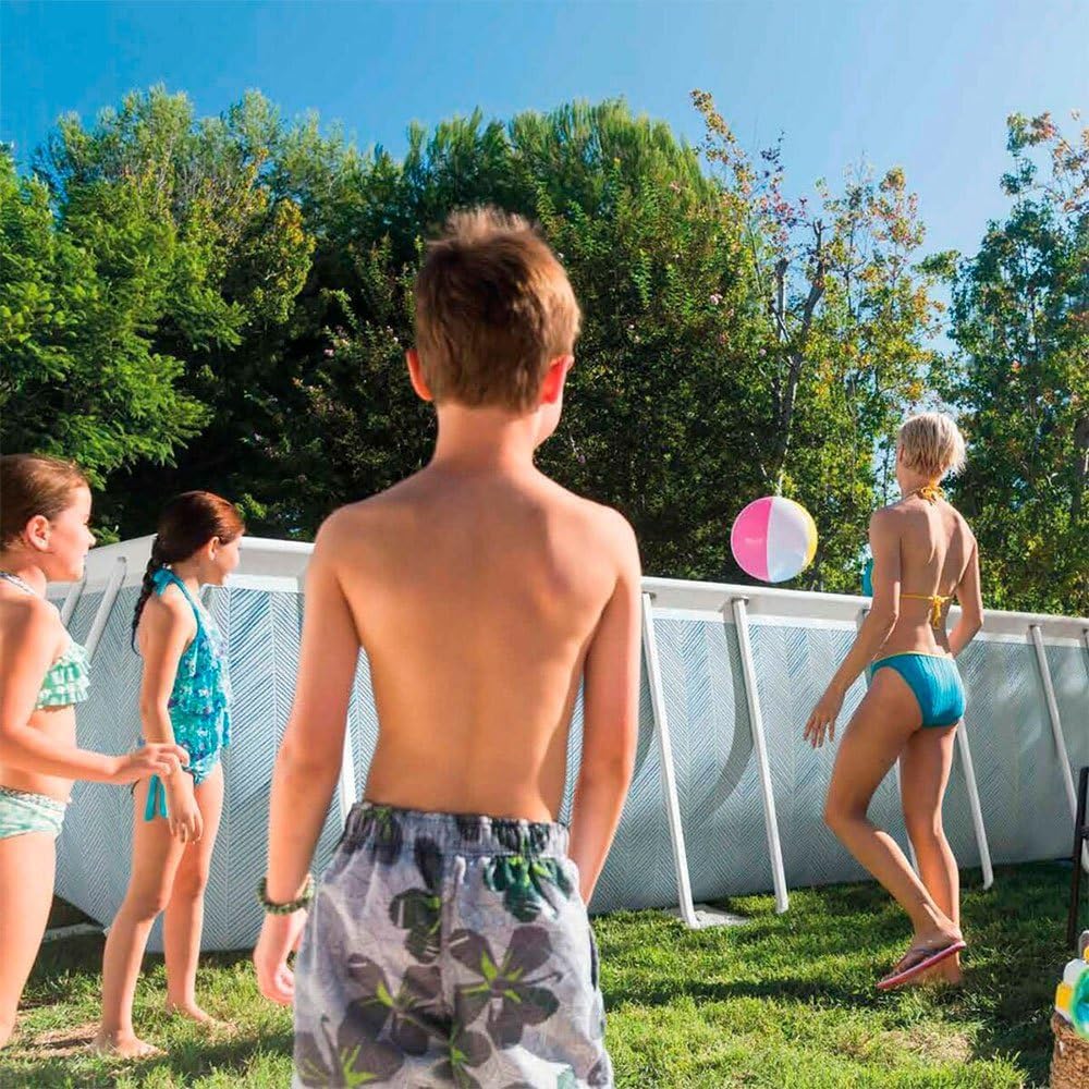 Intex Piscina desmontável retangular Chevron Prism Frame Premium, medidas 400 x 200 x 100 cm, capacidade de 6,836 litros, material resistente a camada tripla, inclui: depuradora e escada (55259)
