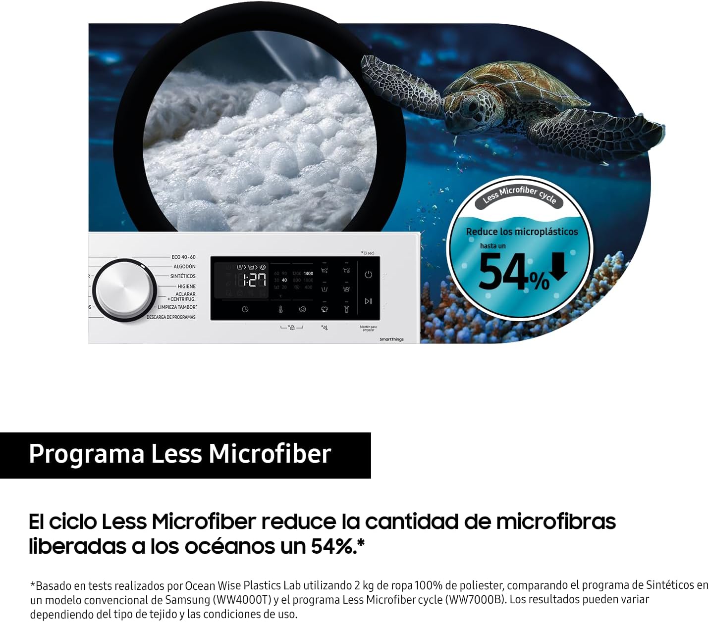 SAMSUNG WW90CGC04DTEEC Máquina de lavar 9 kg - AI EcoBubble™ com SmartThings e inteligência artificial, classe A, cor branca