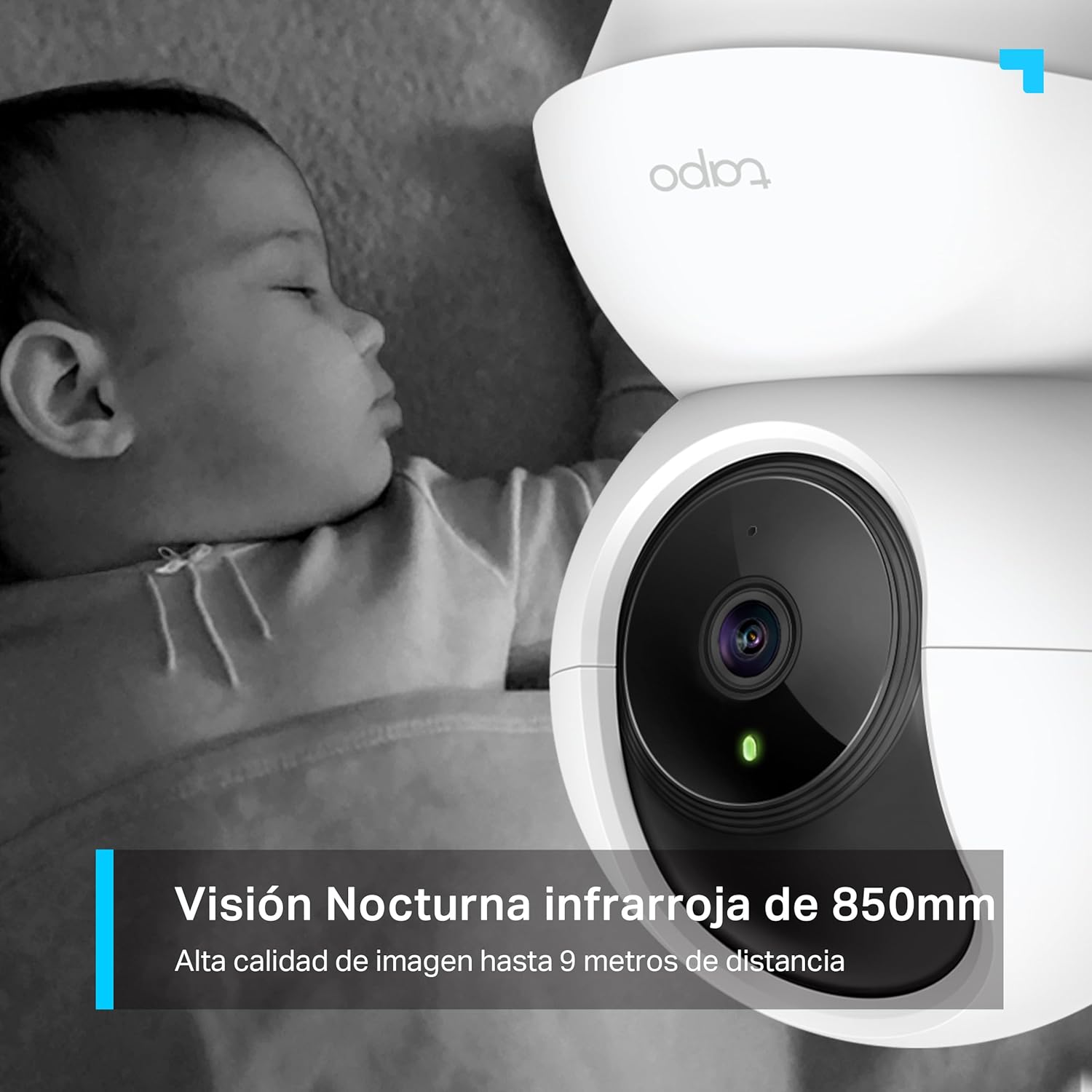 Câmara Wi-Fi interior TP-Link de 3 MP (2K), câmara de vigilância, visão noturna, notificações em tempo real, armazenamento em nuvem e MicroSD de até 256 GB, Alexa e Google Assistant (Tampa C210)