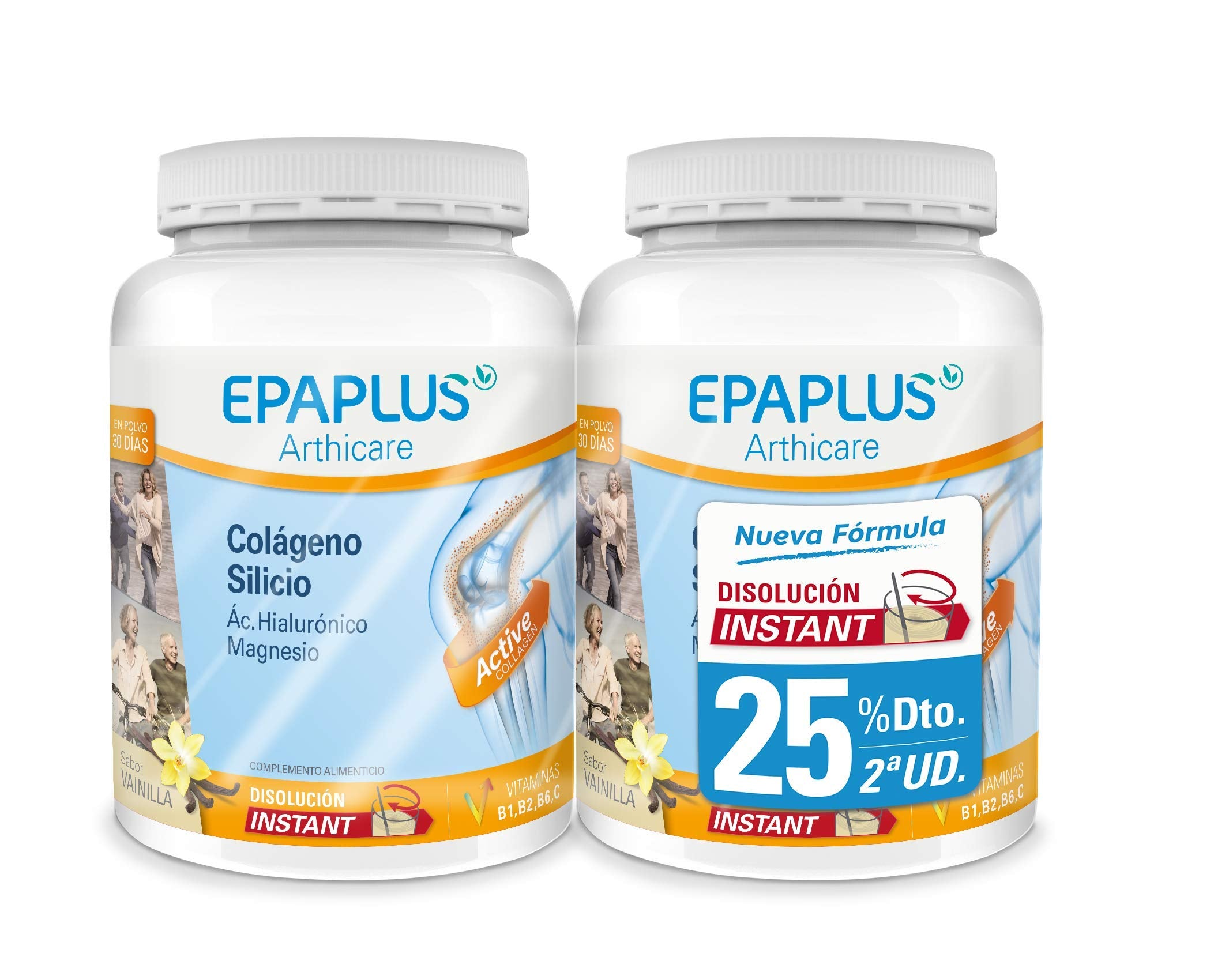 EPAPLUS Arthicare, Colágeno Hidrolizado con Silicio y Ácido Hialurónico, Disolución Instant Sabor Limón, Tratamiento Duplo 30 Días x 2