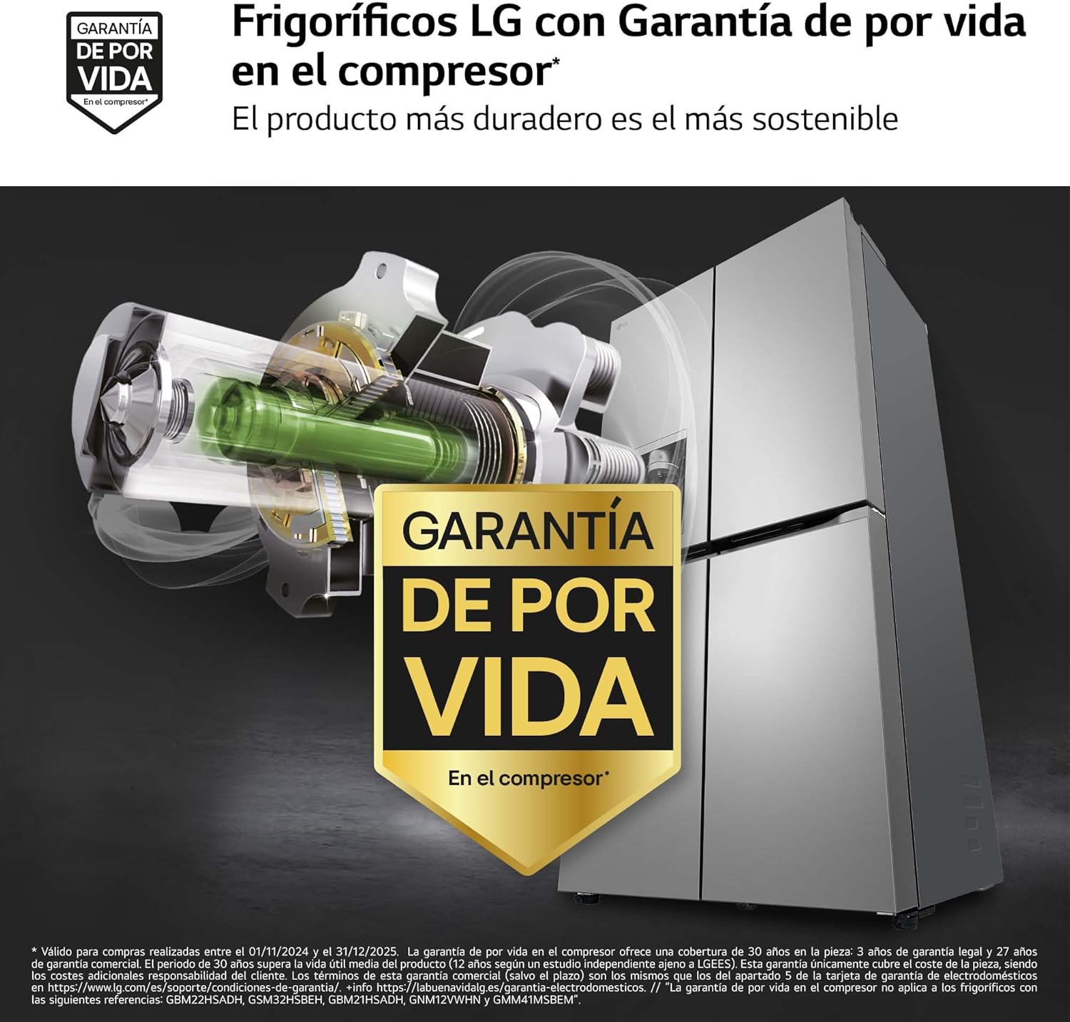 LG GML960PYBE - Frigorífico Americano, Nevera Americana Combi, Door Clooning+, Clasificación E, 641 L, Antihuellas, Color Inox