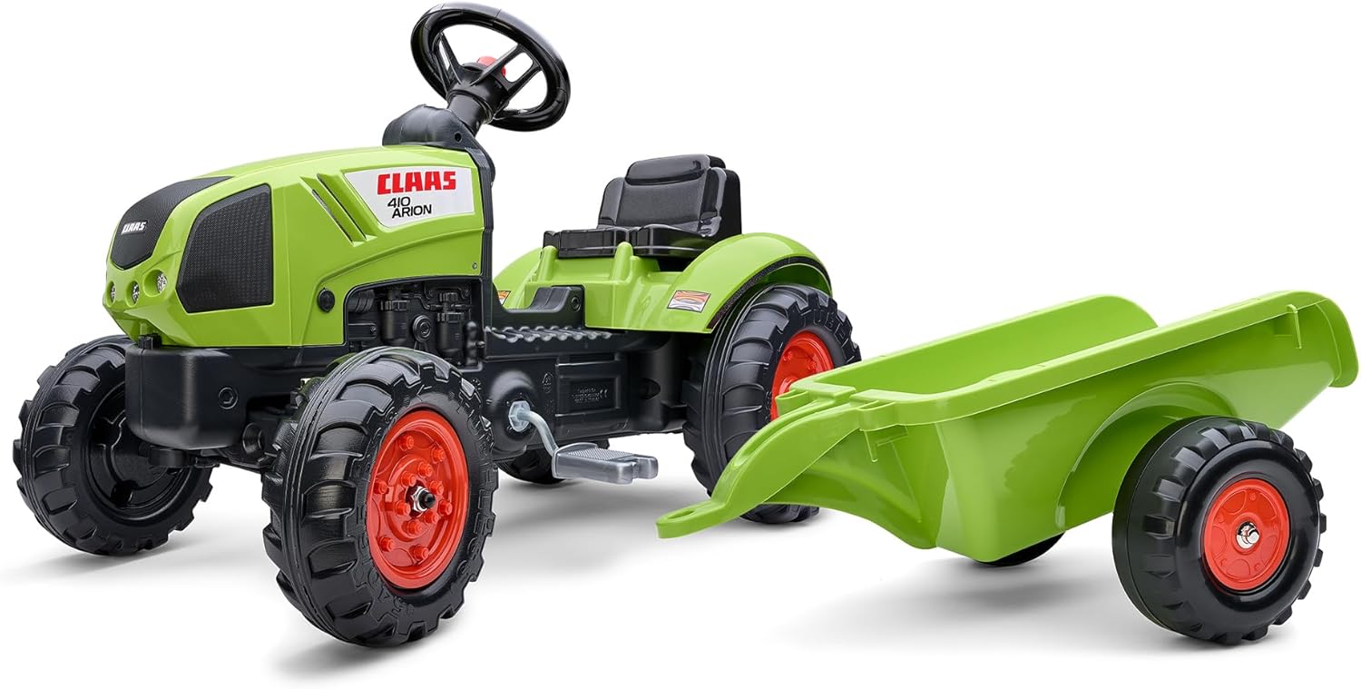 FALK Tractor de pedais de pestanas com reboque - A partir de 2 anos-Fabricado em França-volante direcional com buzina-2040A, multicolorido, tamanho único (2040A)