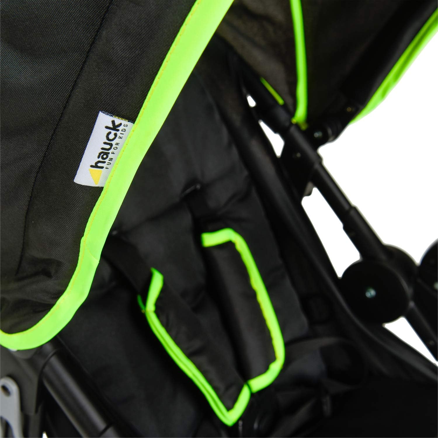 hauck Runner Carrinho de bebé desde o nascimento - cadeira de passeio leve até 22 quilos - carrinho 3 rodas pneumáticas - dobrável compacto - suspensão - preto/néon