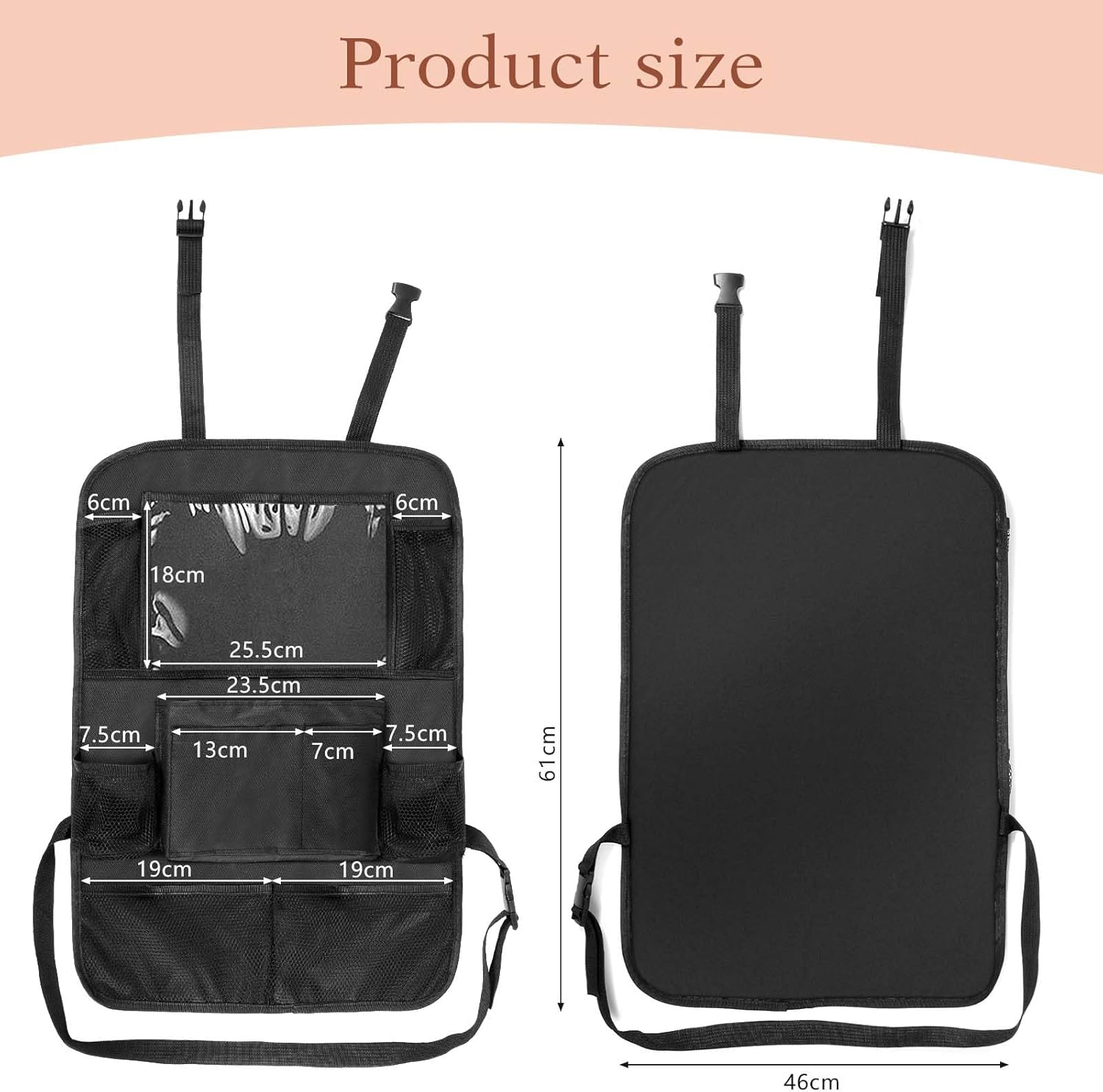 Diboniur Organizador de assento de carro, protetores de assento para carro com 10 bolsos, organizador de assento traseiro para crianças para tablet iPad de 9,7" e 10,5" para brinquedos livros