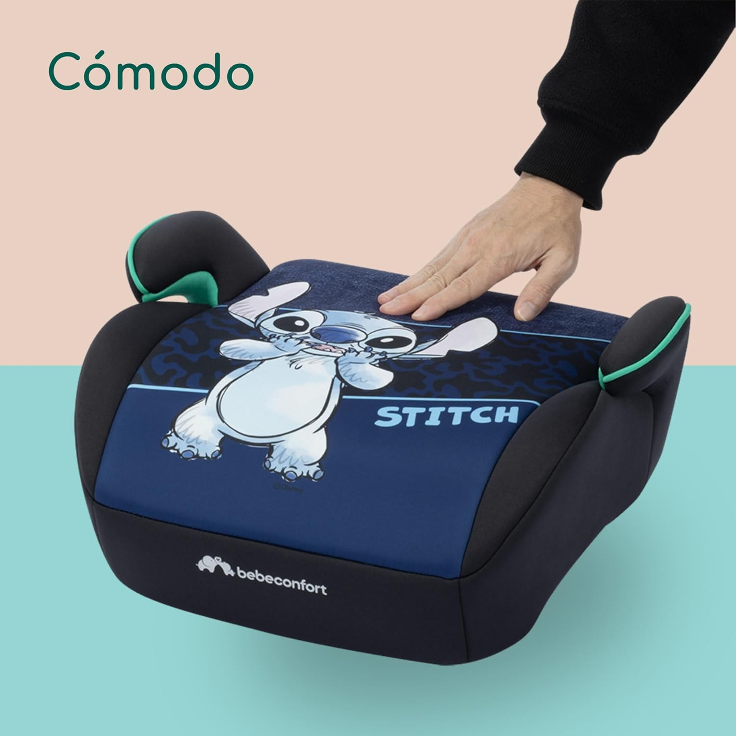 Bebeconfort Disney Manga i-Safe, Asiento Elevador Coche, Silla Coche Stitch, 6-12 Años, 128–150 cm, 22-36 kg, Ligera, Instalación Fácil con Cinturón, Acolchada, Tejidos Suaves, Authentic Stitch
