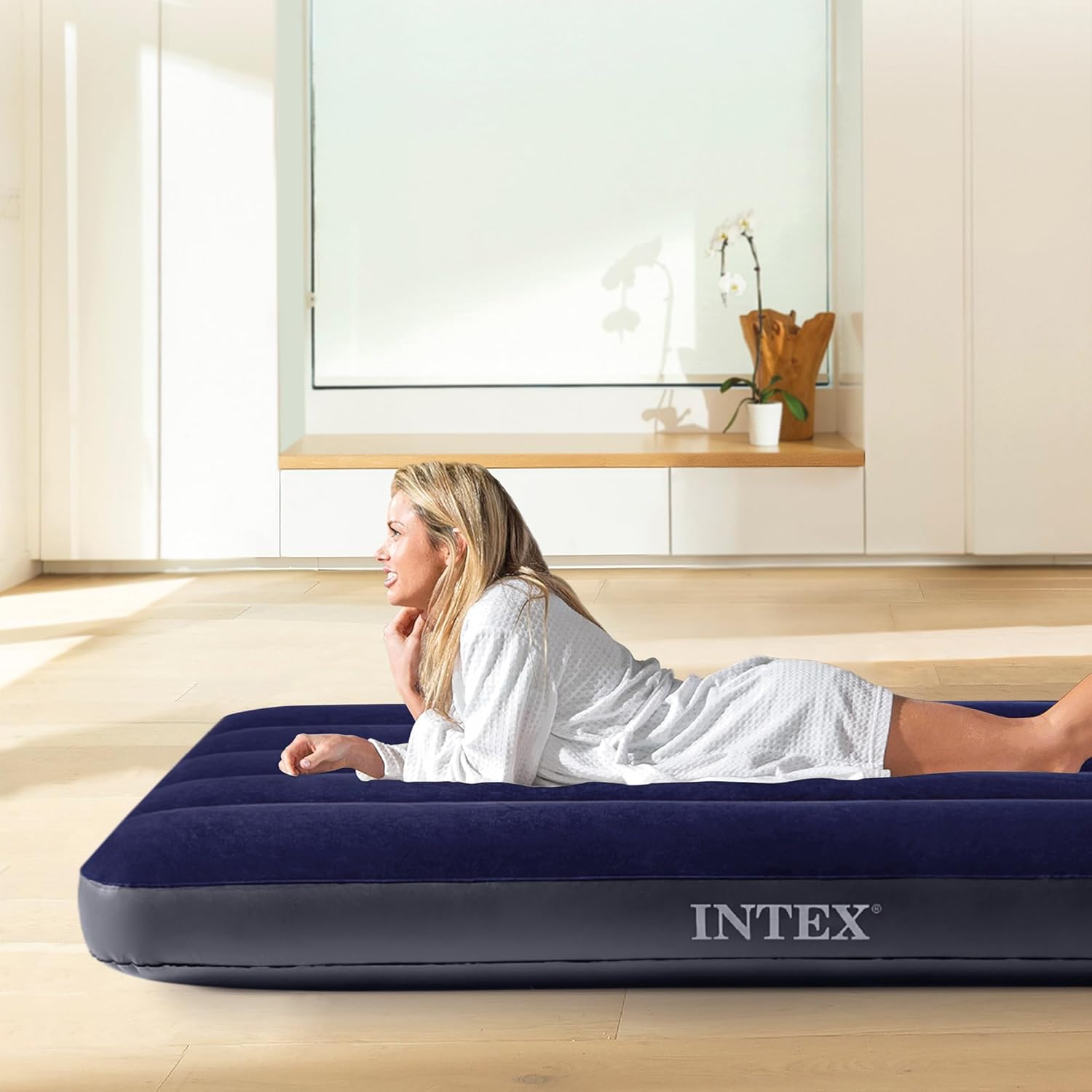 Intex Colchão insuflável Dura-Beam, cama de ar insuflável para campismo cor azul, campismo