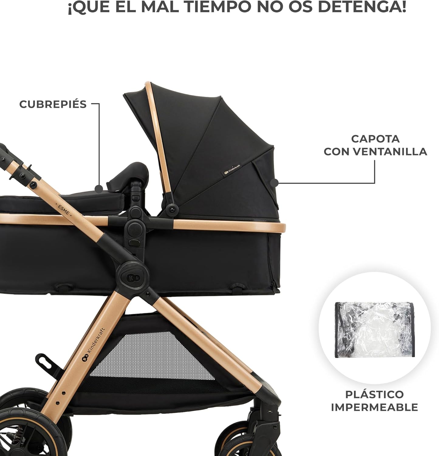 Kinderkraft ESME Cadeira de carro 3 em 1 conjunto, com porta-bebés Mink PRO I-Size, sistema de viagem, carrinho para bebé, carrinho, dobrável, para recém-nascido até 4 anos, preto