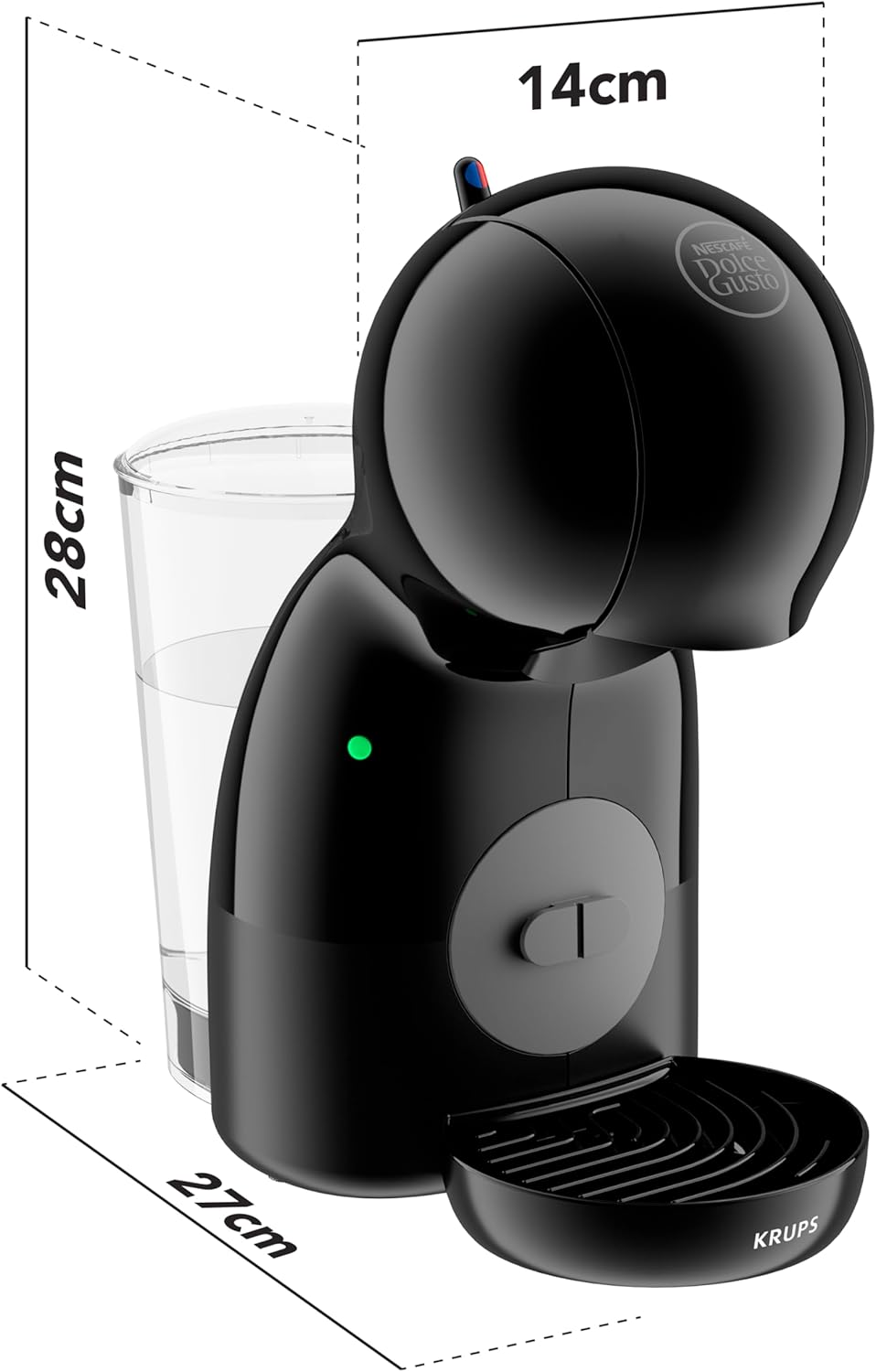 Krups Nescafé Dolce Gusto Piccolo XS KP1A3BCAS - Cafetera de cápsulas de 15 bares,0.8L capacidad, caliente en 40 s, modo eco, color negro