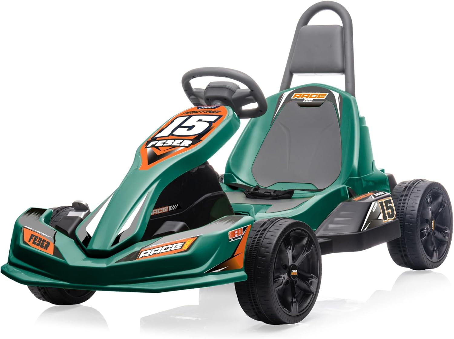 FEBER - GO Kart 12 V, Carro Kart infantil de fórmula 1, verde, estilo desportivo, 2 velocidades e entre 3 e 5 km/h, seguro para meninos e meninas de 3 a 5 anos, famosa (FEN15000)