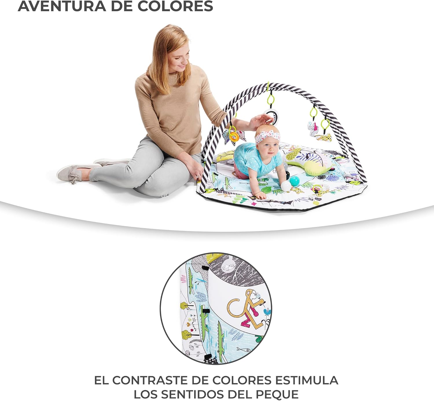 kk Kinderkraft SMARTPLAY Ginásio para bebé, tapete para crianças, tapete de bebé, 7 brinquedos, 20 bolas, 2 arcos, com acessórios, para bebé, multifuncional, piscina seca, multicolorido