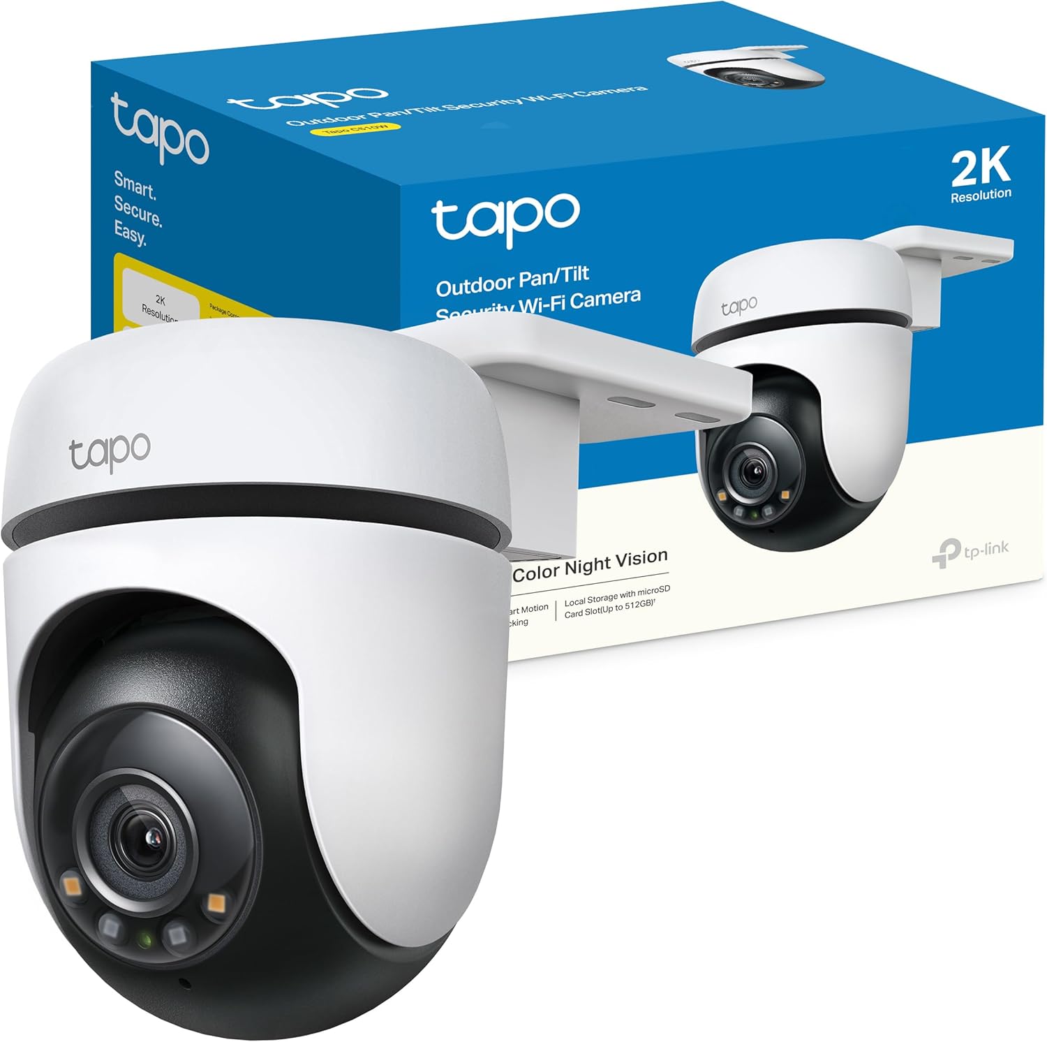 Tapo C510W - Cámara de vigilancia Wi-FI para Exteriores de 360º, visión Nocturna a Todo Color de 2k (3MP), detección de Personas con IA, Seguimiento de Movimiento Inteligente, IP65