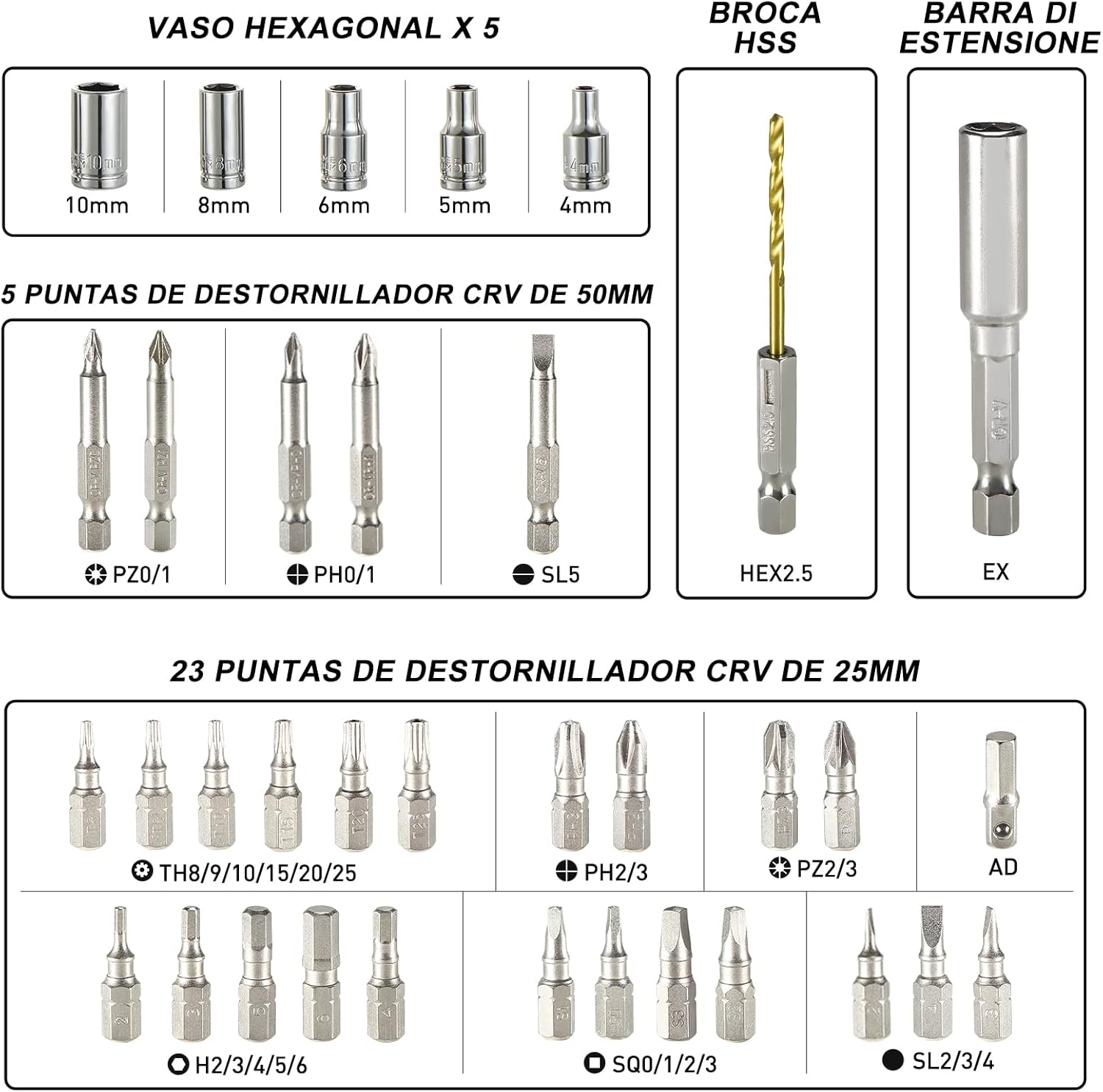 HYCHIKA Aparafusador elétrico de 6 N.m., chave de fendas sem fios (máximo torque de 6 N.m, 3,6 V, 2,0 Ah) lanterna de luz LED, chave dentada, carregador com cabo USB, 36 acessórios e estojo portátil