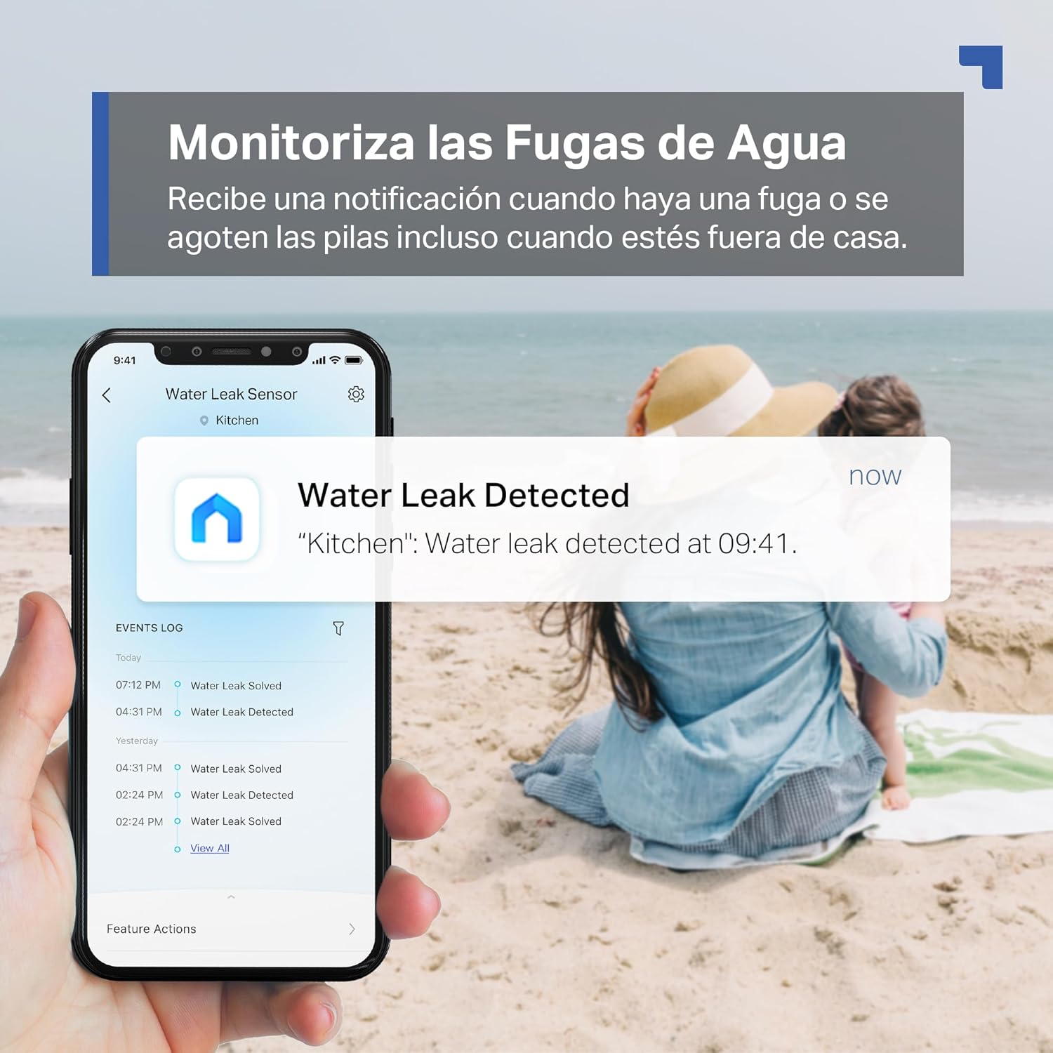 Tapo T300 – Sensor Inteligente de Fugas de Agua, clasificación IP66 a Prueba de Agua, Alarma de Fugas de 90 dB, Compatible con concentrador, Doble inducción