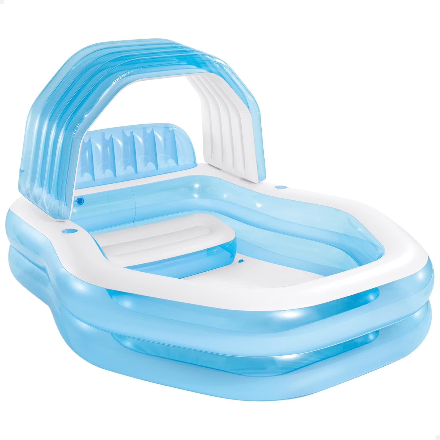 Intex Piscina insuflável infantil com toldo removível, piscina para crianças a partir dos 3 anos, inclui 2 suportes de bebidas, remendo de reparação e tampa de ralo, medidas 229 x 191 x 135 cm (57186)