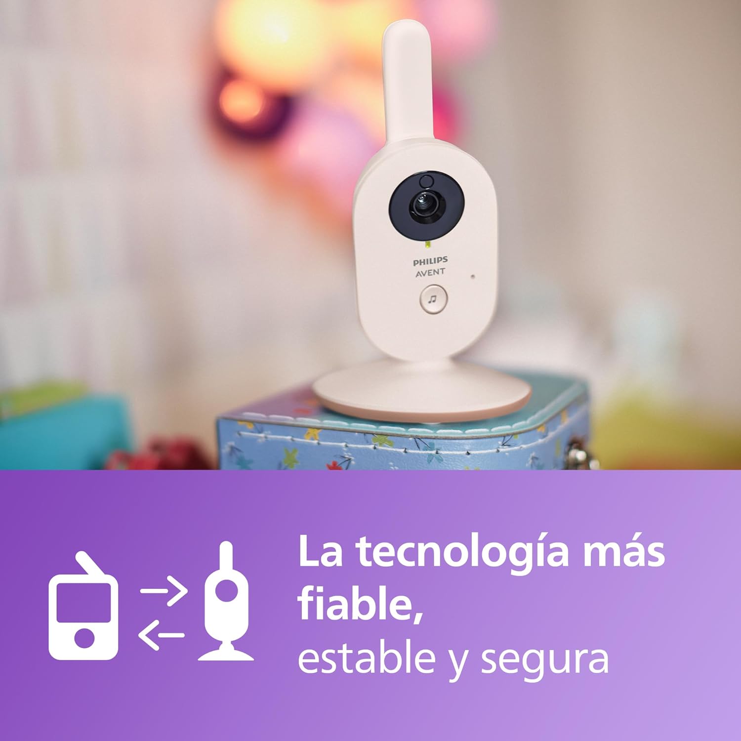 Philips Avent Vigilante para bebés com vídeo: Certificado DEKRA, privado e seguro com câmara e áudio, com ecrã de 2,8", Zoom 2X, visão noturna, áudio bidirecional e nanas, SCD881/26
