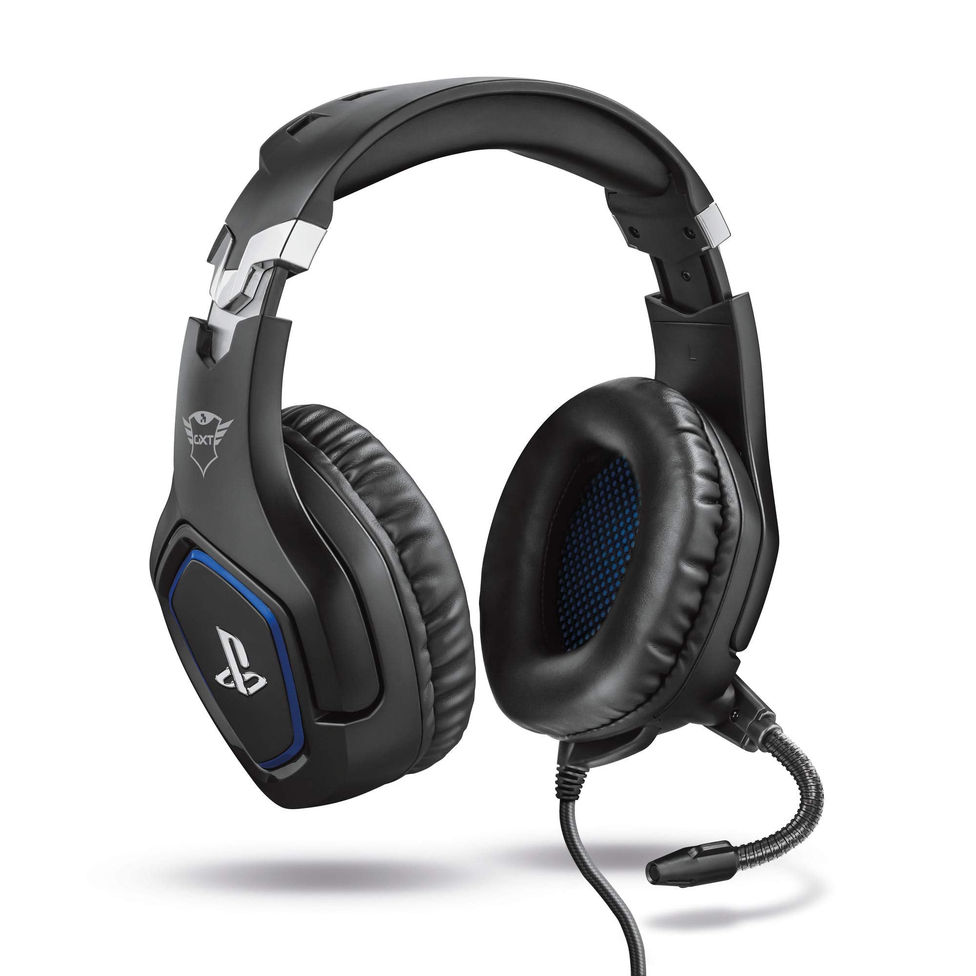 Auscultadores Trust Gaming para PS4 e PS5 GXT 488 Force, headset oficial licenciado para PlayStation, microfone dobrável, colunas ativas de 50 mm, cabo de nylon entrançado de 1,2 m, preto
