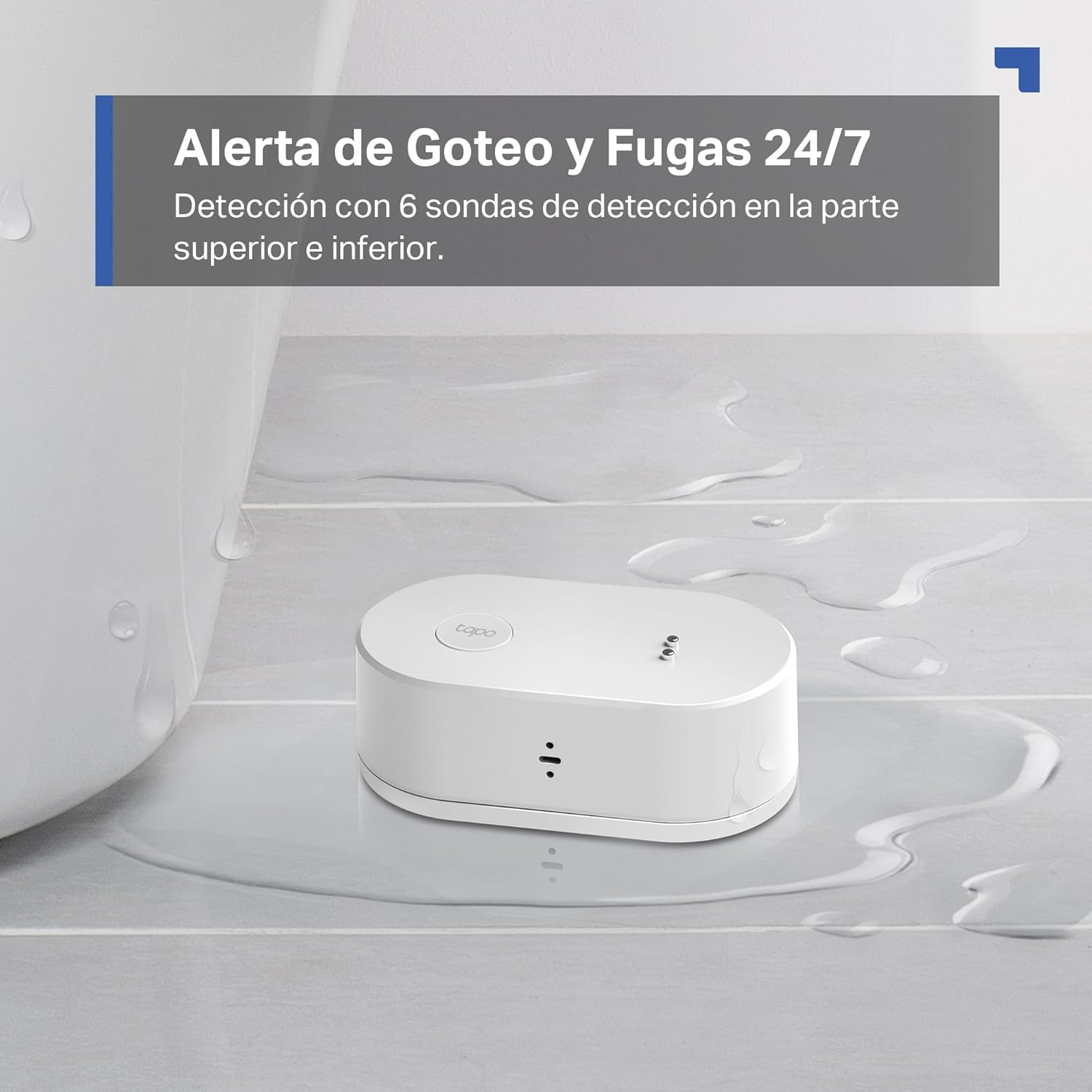 Tapo T300 – Sensor Inteligente de Fugas de Agua, clasificación IP66 a Prueba de Agua, Alarma de Fugas de 90 dB, Compatible con concentrador, Doble inducción