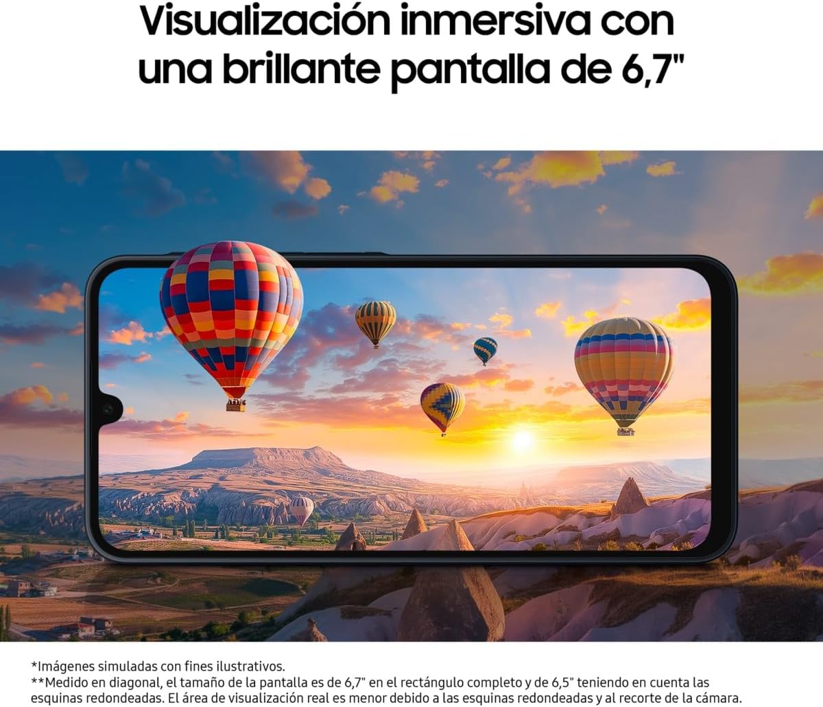 Samsung Galaxy A16 4G LTE, telemóvel Android, ecrã 6,7" super AMOLED, várias câmaras, armazenamento de 256 GB, preto (versão espanhola), garantia do fabricante 3 anos + 1 ano extra