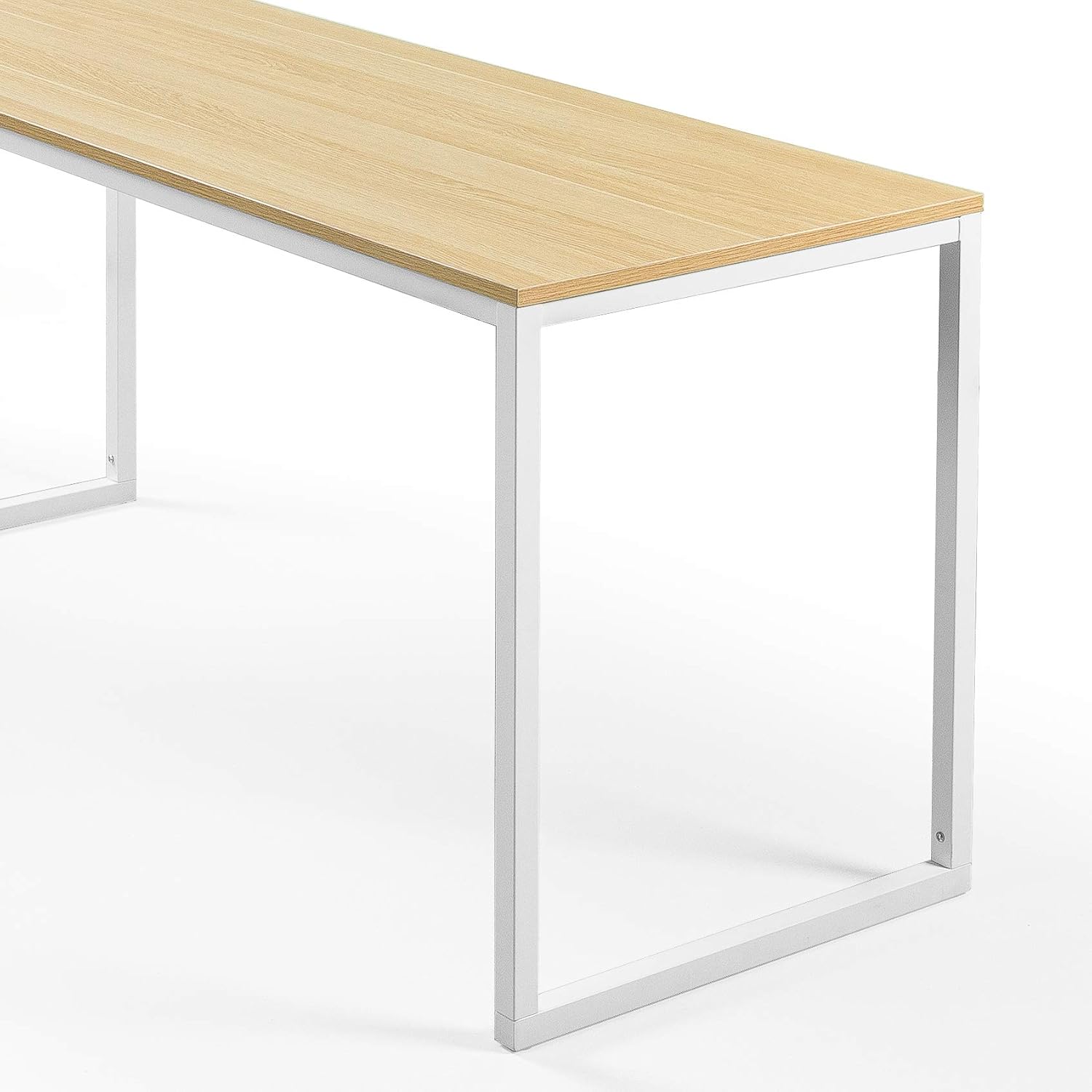 Zinus Jennifer Mesa de escritorio 160x61x74 cm - Mesa de estudio moderna de metal y madera - Mesa de ordenador - Marrón y blanco