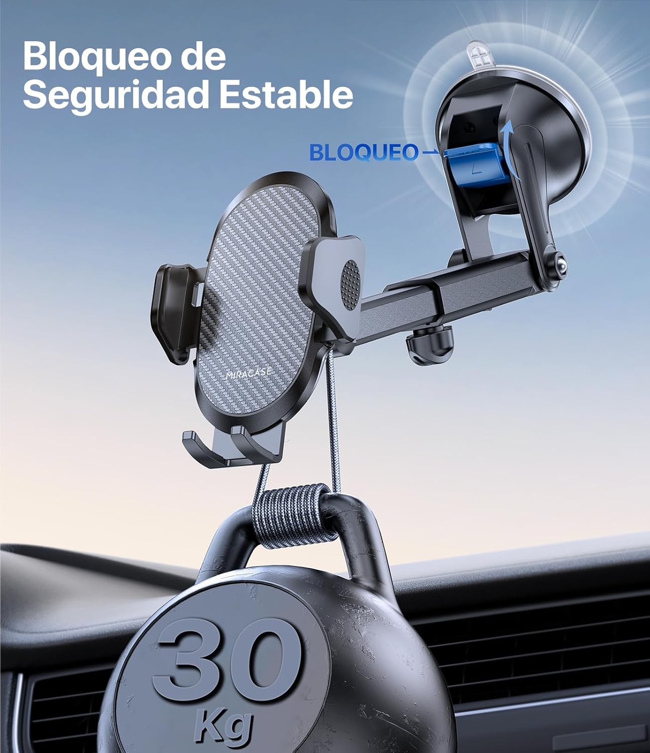 Miracase Suporte móvel carro [2025 ventosa poderosa] suporte de telemóvel carro em espirro, rotação de 360° ventosa móvel compatibilidade com iPhone e telefone de 4-7,2"