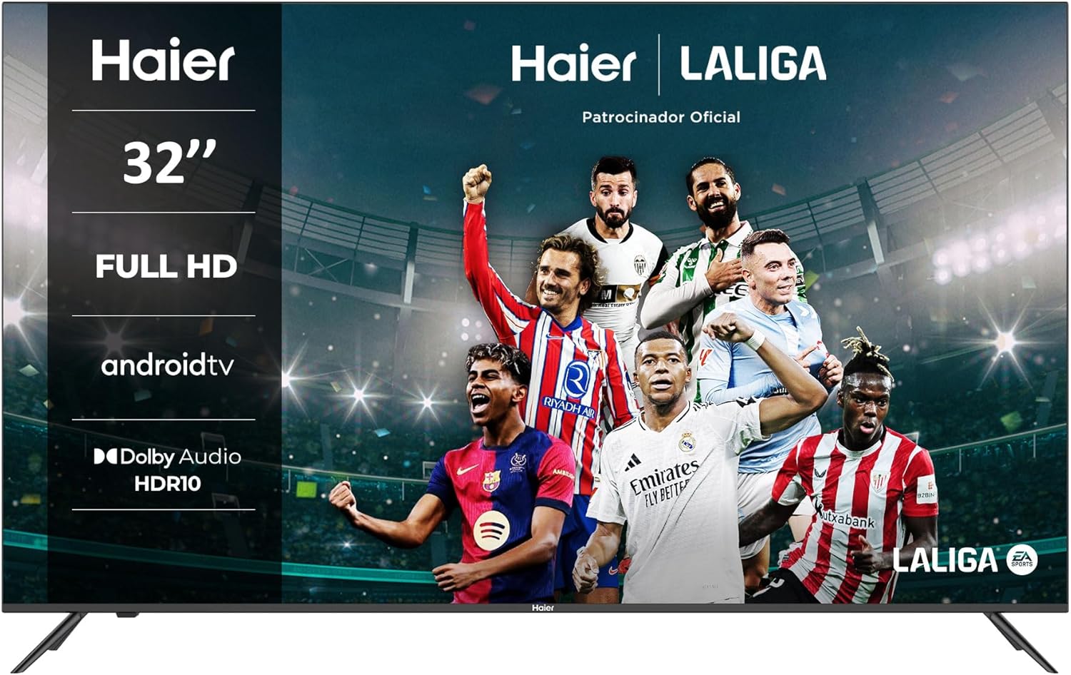 Haier Direct LED Full HD H32K702FG - 32", Smart-TV, HDR, Dolby Audio, Android 11, Smart-TV, Google Assistant, Bluetooth 5.1, DBX TV, HDMI 2.1 x 3, sem molduras