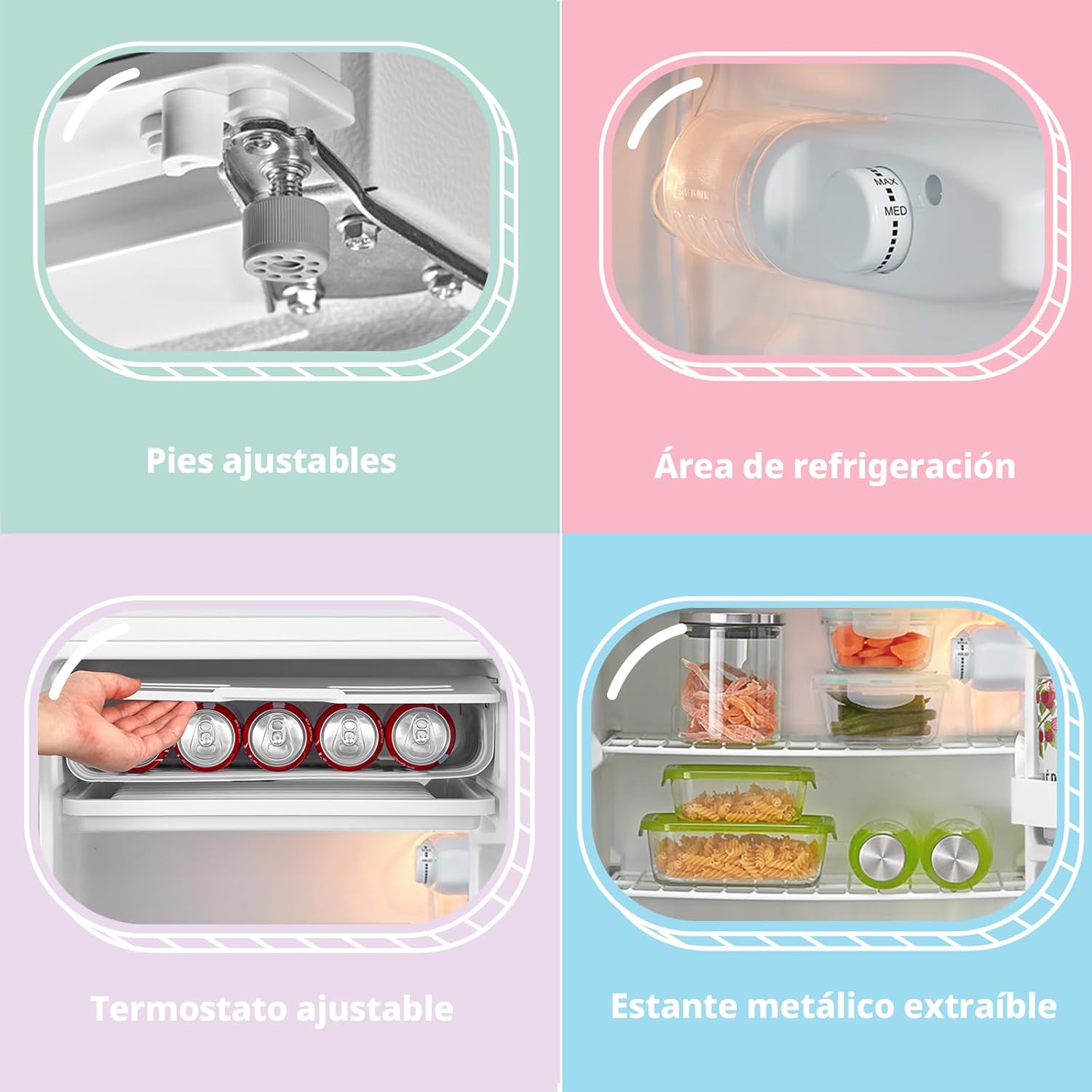 Comfee ' RCD93WH2(E) Frigorífico de uma porta de 93 l, controlo de temperatura, pequeno frigorífico sob mesa, silencioso, GZRD 45 x 47,2 x 86 cm, branco