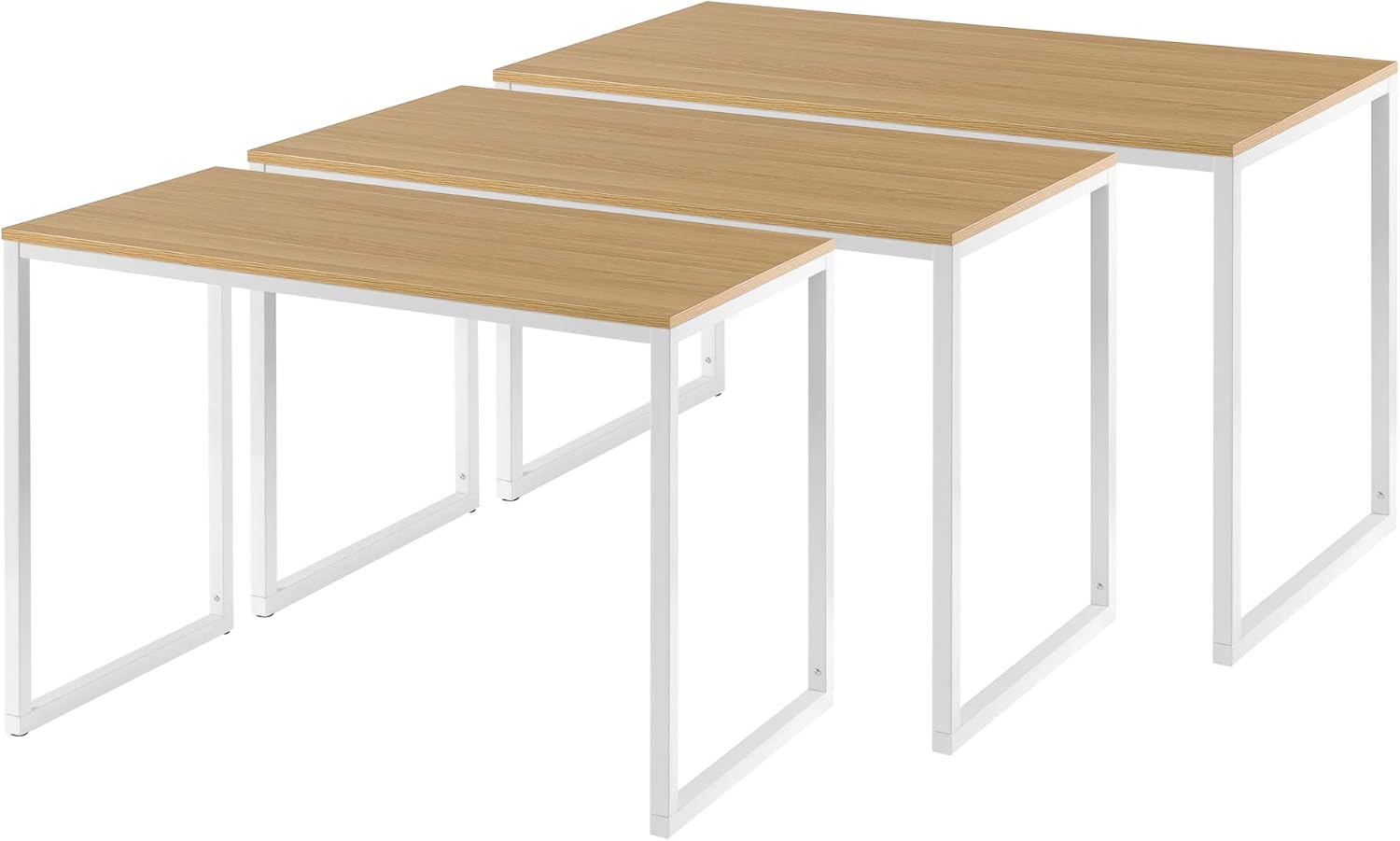 Zinus Jennifer Mesa de escritorio 160x61x74 cm - Mesa de estudio moderna de metal y madera - Mesa de ordenador - Marrón y blanco