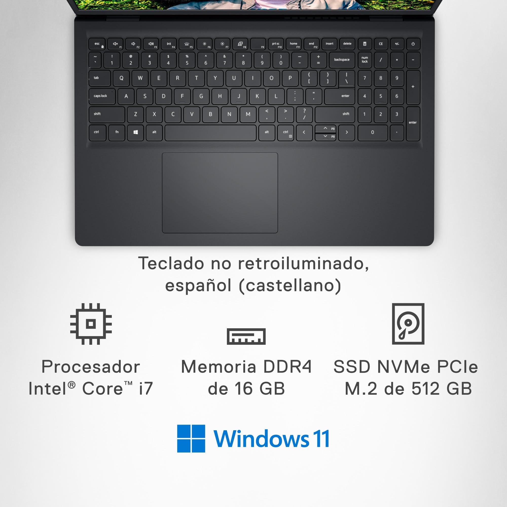 Portátil Dell Inspiron 15 3530 15,6" FHD 120 Hz, Intel Core i3-1305U, 8 GB de RAM DDR4, SSD de 256 GB, placa gráfica Intel UHD, Windows 11 Home, teclado QWERTY espanhol preto