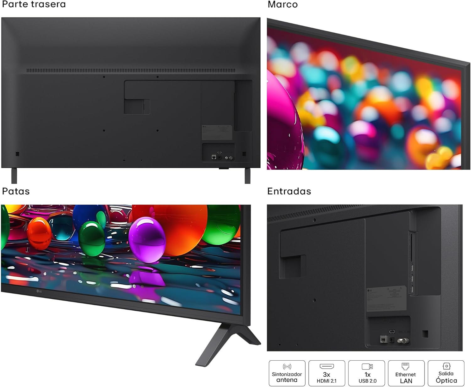 LG 43UA73006LA Televisão 43", UHD 4K, WebOS 25, Ultimate IA, HDR10 Pro, Super Upscaling, Dolby Digital Plus, Google Assistant, preto