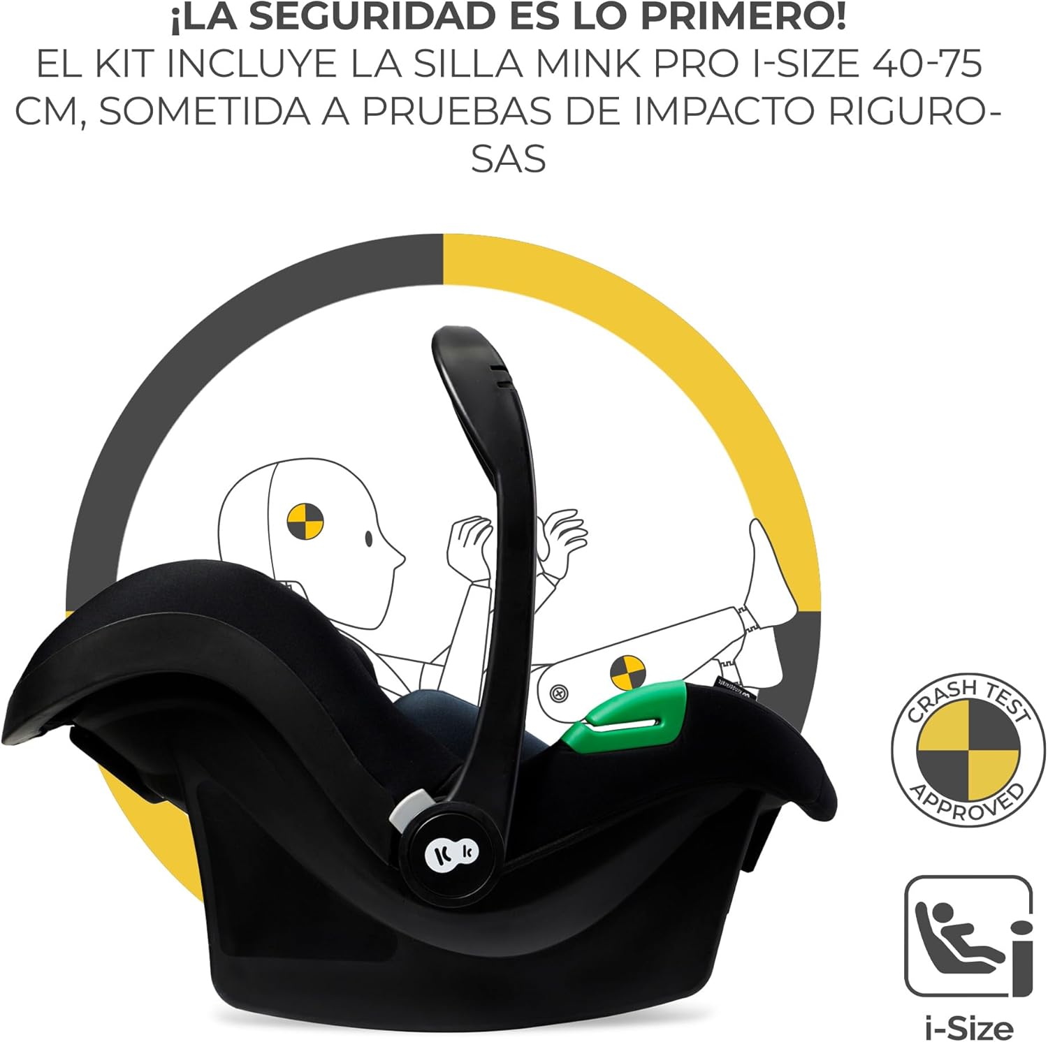 Kinderkraft ESME Cadeira de carro 3 em 1 conjunto, com porta-bebés Mink PRO I-Size, sistema de viagem, carrinho para bebé, carrinho, dobrável, para recém-nascido até 4 anos, preto