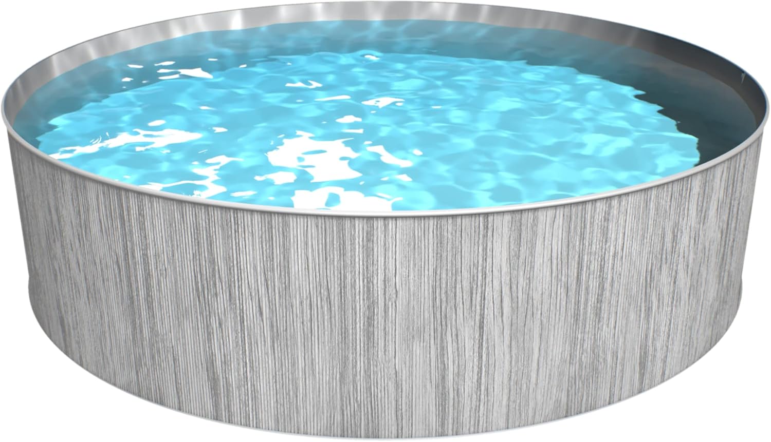 Steinbach Piscina de parede de aço New Splasher Secure 011002G, Ø 350 x 90 m, piscina redonda com aspeto de madeira, cinzento escuro e folha interior cinzenta, para até 7,800 litros de água, com