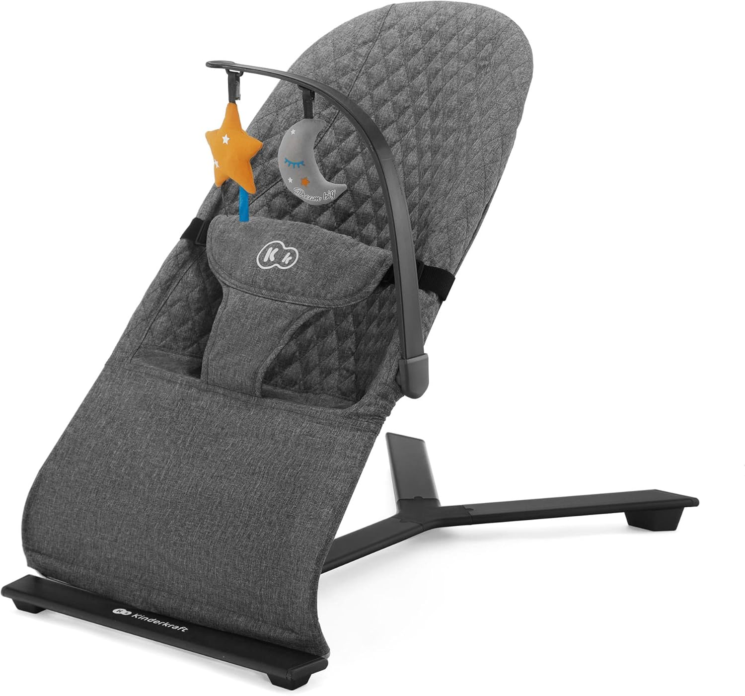 kk Kinderkraft MIMI Rede de bebé desde o nascimento, balança para bebés, dobrável compacto, reutilizável com uma mão, movimento natural, arco com brinquedos, fácil de limpar, cinzento