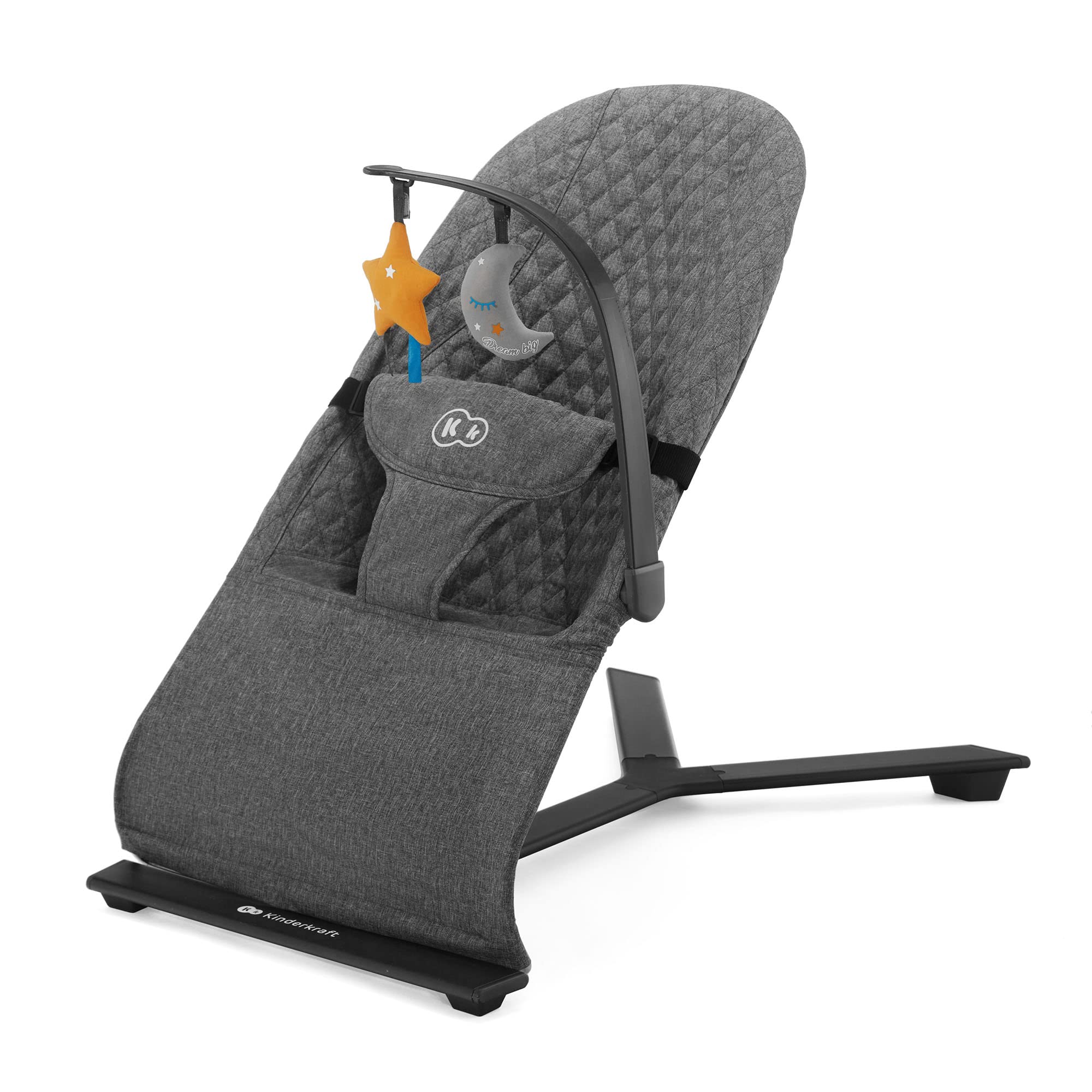 kk Kinderkraft MIMI Rede de bebé desde o nascimento, balança para bebés, dobrável compacto, reutilizável com uma mão, movimento natural, arco com brinquedos, fácil de limpar, cinzento