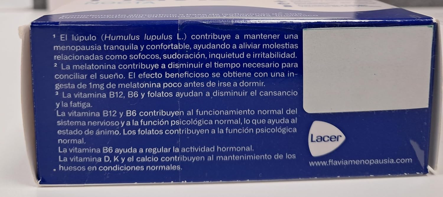 FLAVIA Nocta 2 unidades x 30 comprimidos, alivia os sintomas da menopausa, isoflavonas de soja e melatonina, melhora o sono, bem-estar dos ossos, diminui o cansaço e fadiga, estudos clínicos