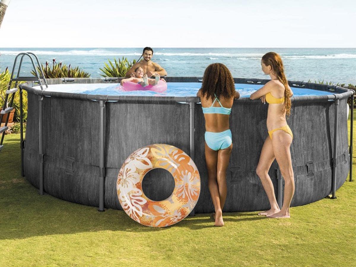 Intex 26742NP - Piscina Desmontable, 457x122 cm, con depuradora Cartucho, 3.785 litros/Hora, Filtro Cartucho Tipo A, Piscina Greywood Prism Frame, 16.805 litros, Piscina para 6 Personas