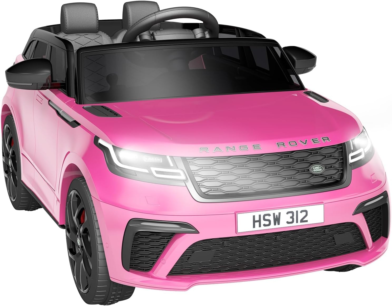 Carro elétrico para crianças, Land Rover com licença, 12 V, com controlo remoto, música, educação precoce, USB, TF, Mp3, carro elétrico para crianças a partir de 3 anos (rosa)