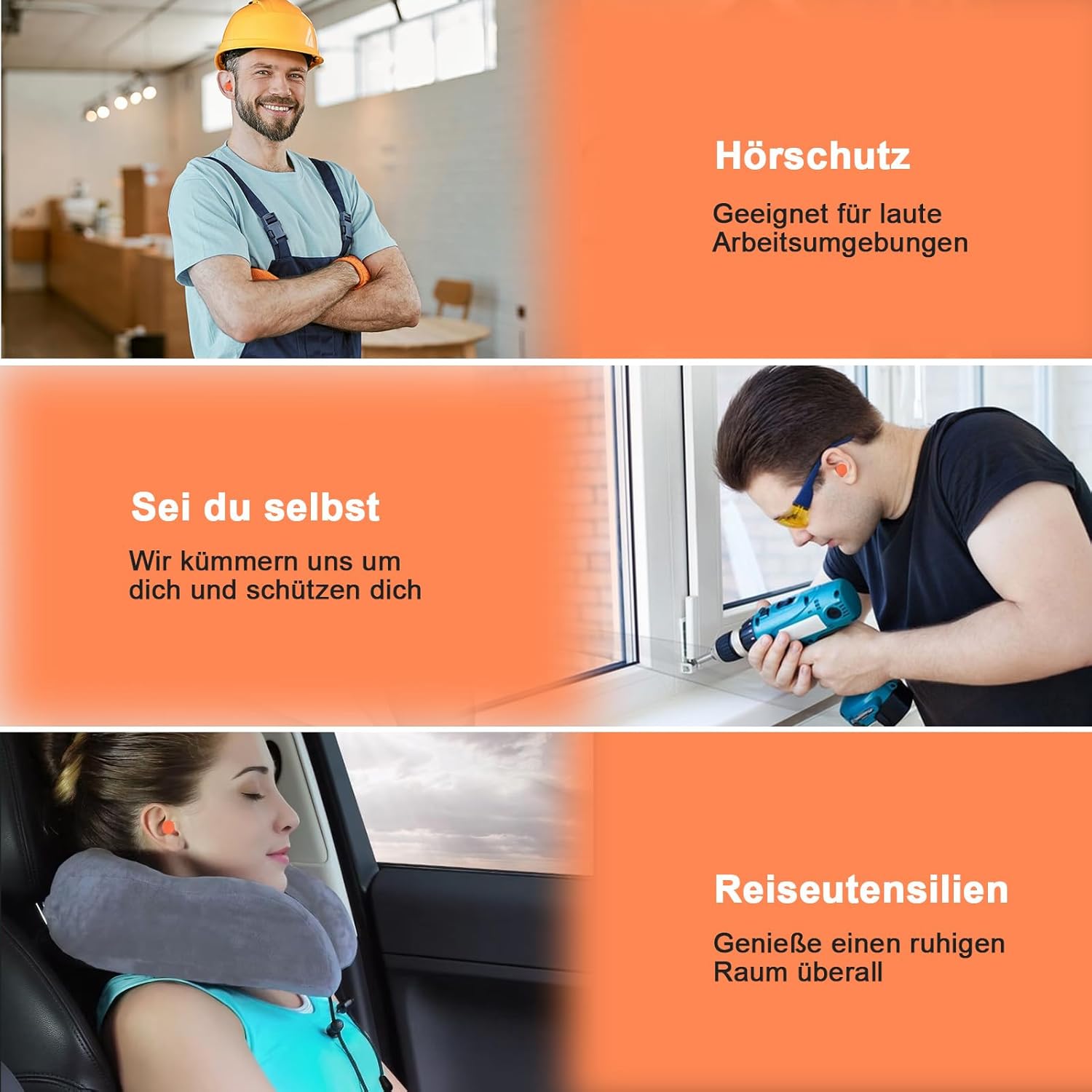 SURFOU Tampões de ouvido de ruído para dormir, 60 pares, redução 38 dB, reutilizáveis e ultra macias, ideais para pessoas que dormem de lado, viagens, casa e estúdio, laranja
