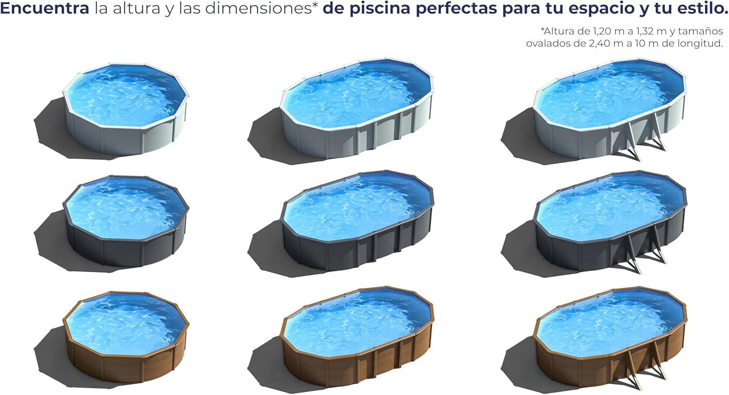 Gre KIT300W Piscina de aço elevada, redonda com aspeto de madeira, piscinas removíveis para jardim, 300 x 120 cm, pacífico