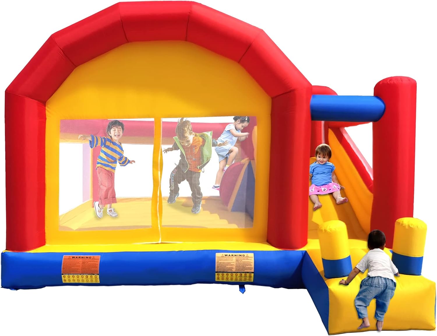 Ballsea Castillo Inflable XXL - Gran Castillo Hinchable con trampolín, tobogán y Pared de Escalada (sin soplador)