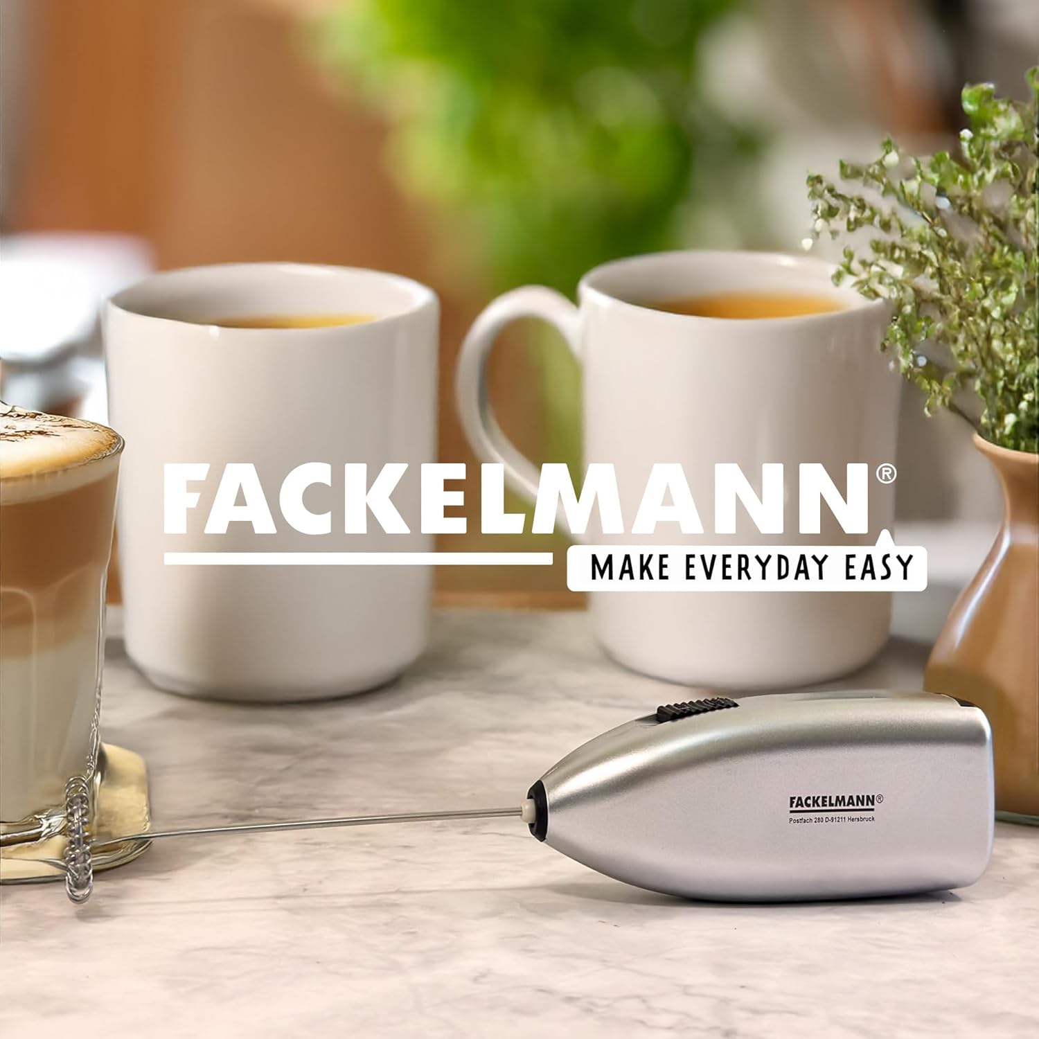 Fackelmann Coffee &Tea Espumador de leite, batedor Capuchino cinzento, 20 x 3,5 cm