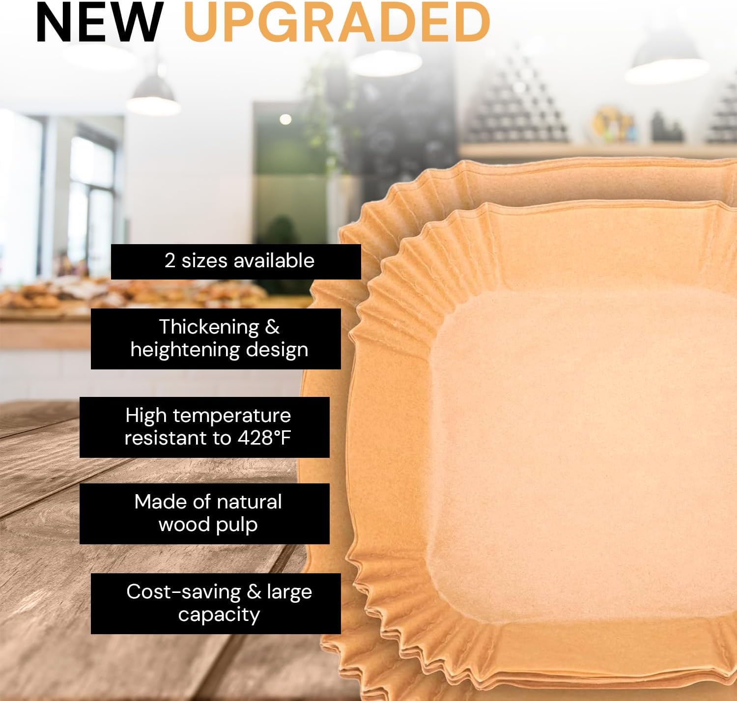 edihome, Papel de fritadeira de ar, Fryer Air, 100 unidades, 20-24 cm, BPA Free, descartável, para forno, acessórios para fritadeira sem óleo de 5 a 8 litros (20-24 cm, quadrado)