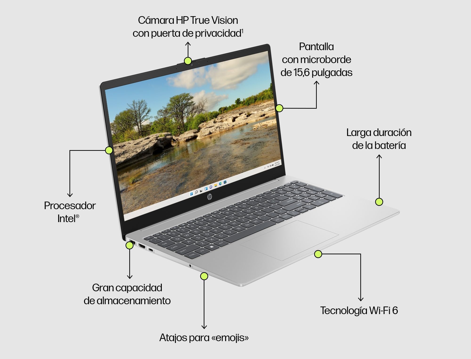 HP 15-fd0186ns – Portátil FHD de 15,6" (Intel N100, 4 GB de RAM, 128 GB UFS, Intel UHD, Windows 11) Prata – Teclado QWERTY espanhol – Inclui Microsoft 365 Personal durante 12 meses