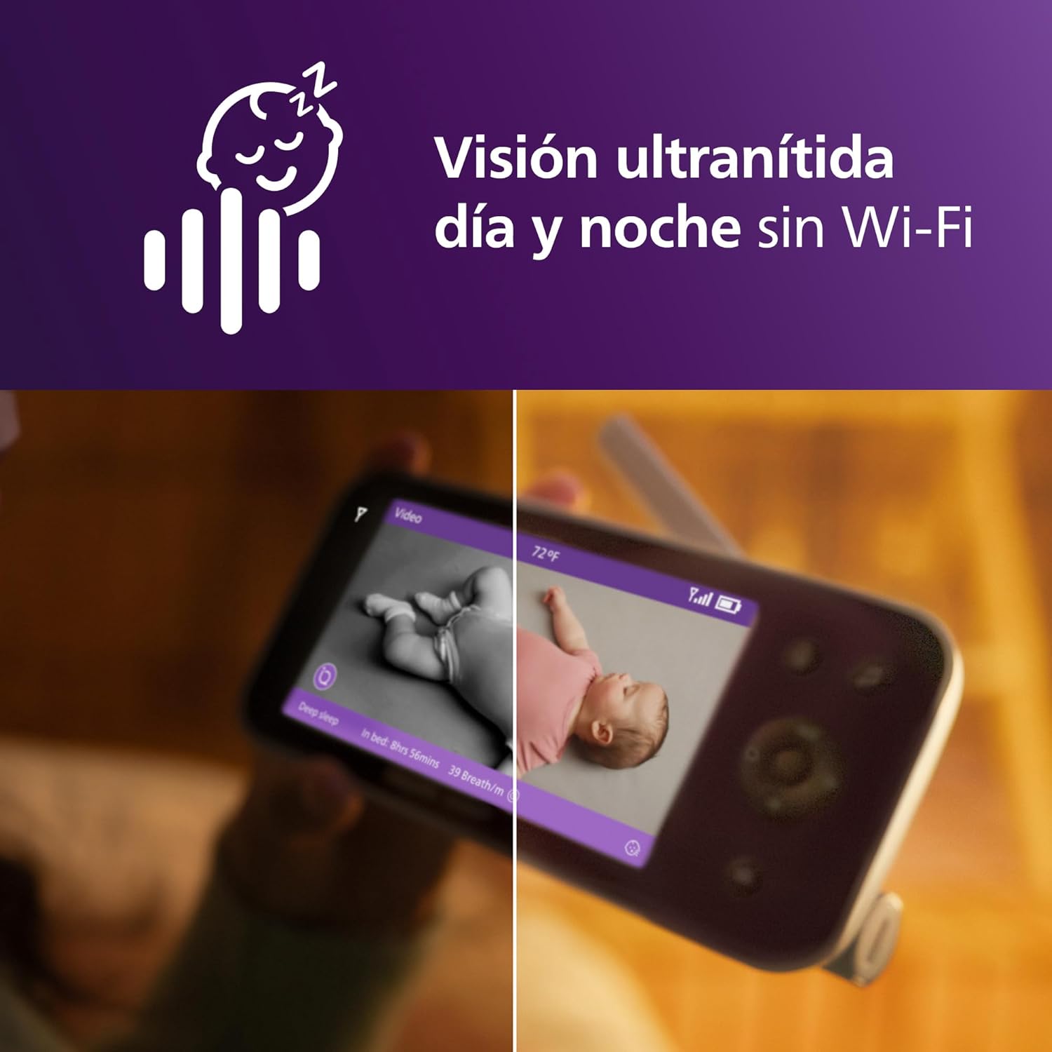 Philips Avent monitor de bebé conectado premium, o monitor mais avançado da Avent até à data, monitorização do sono e respiração por IA, tradução do choro, SCD973/26