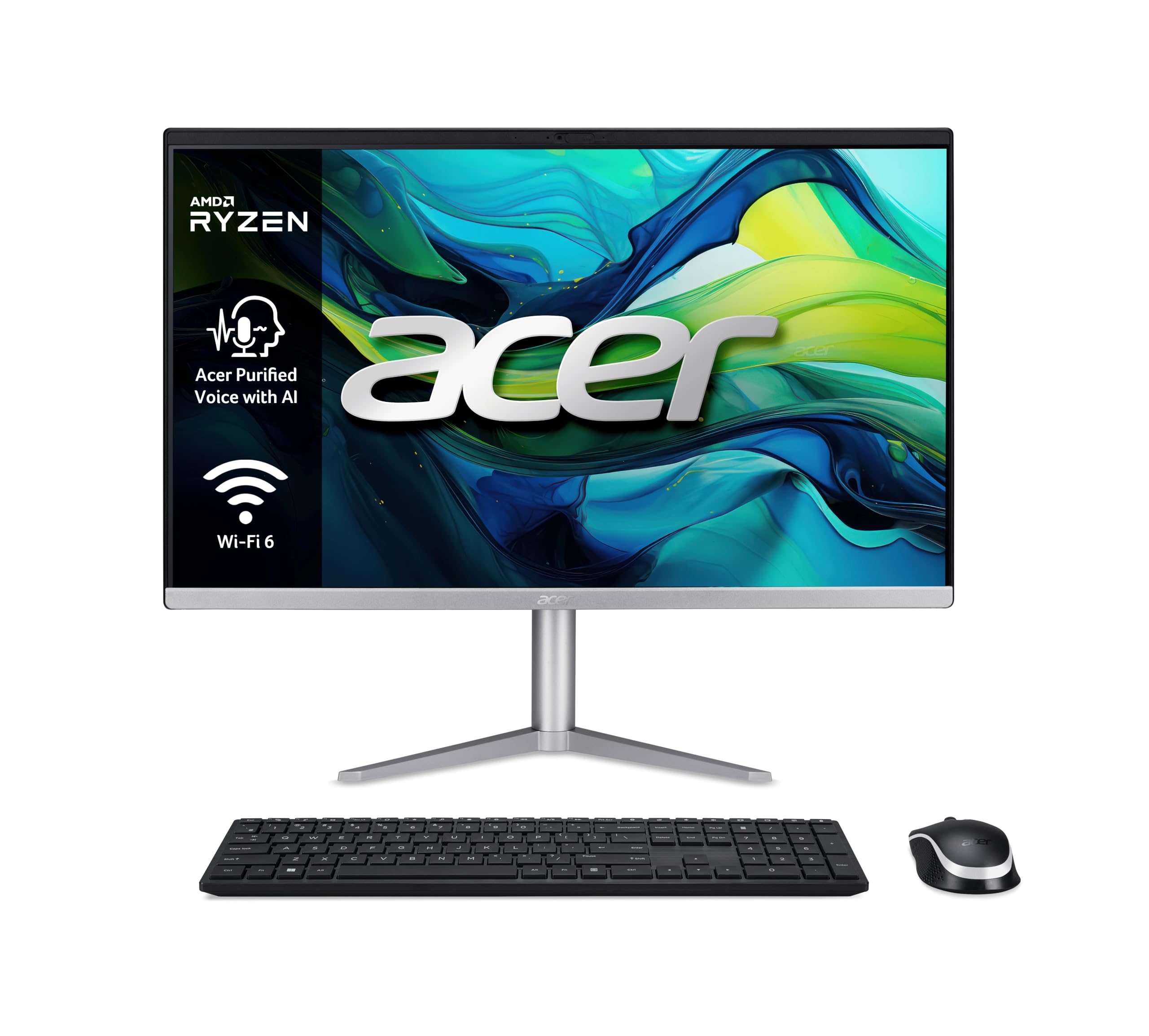 Acer Aspire C24-1800 All in One, monitor FullHD de 24" (Intel Core i5-12450H, 16 GB RAM, 512 GB SSD, Intel Iris Xe Graphics, Windows 11 Home), preto, teclado QWERTY espanhol e rato Sem fios