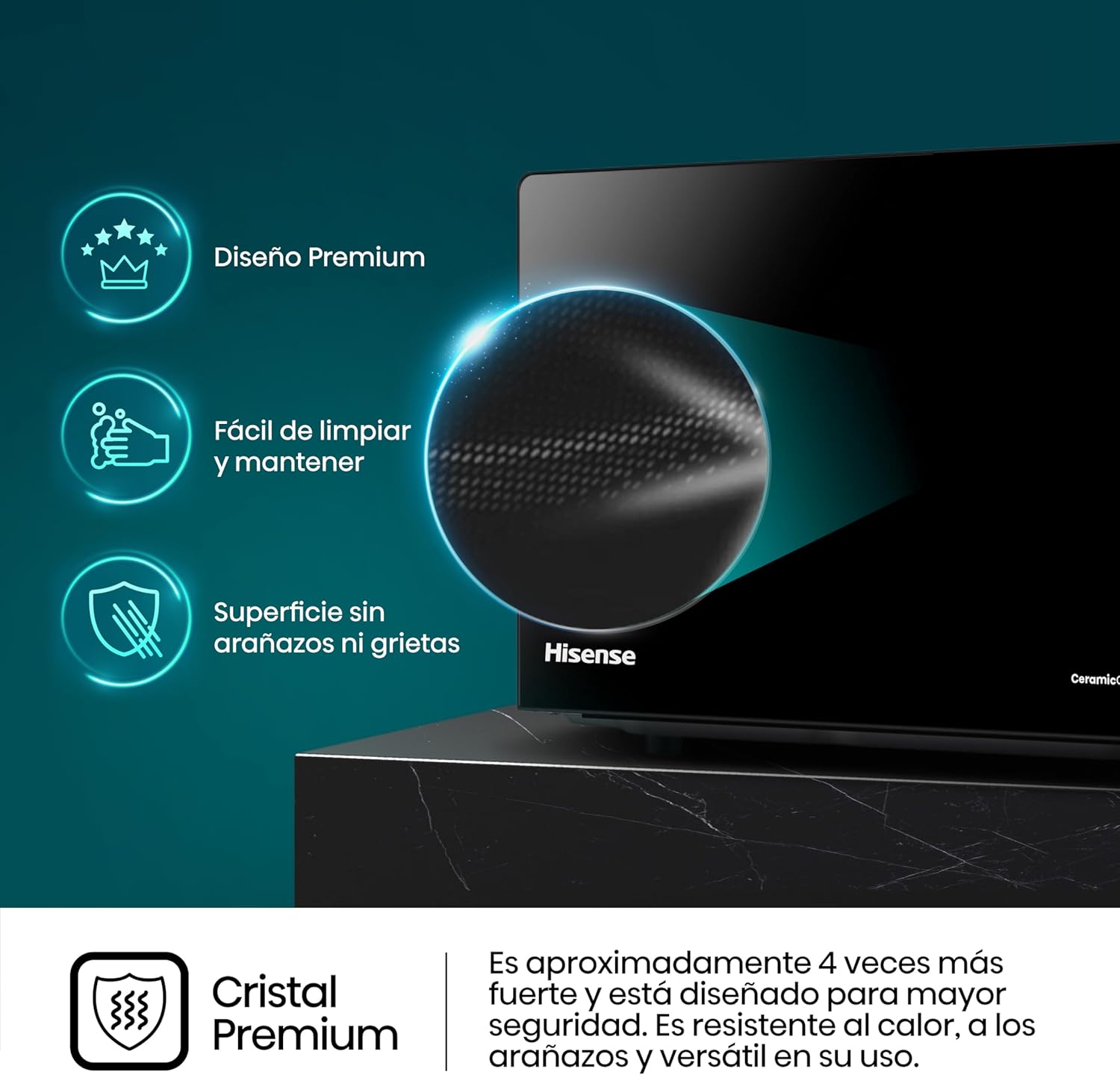 Hisense H20MOBP1G, micro-ondas com brilho de 20 l, 700 W de potência, 800 W Grill, revestimento cerâmico, vidro premium, 5 níveis, limpeza fácil, temporizador de cozedura, preto