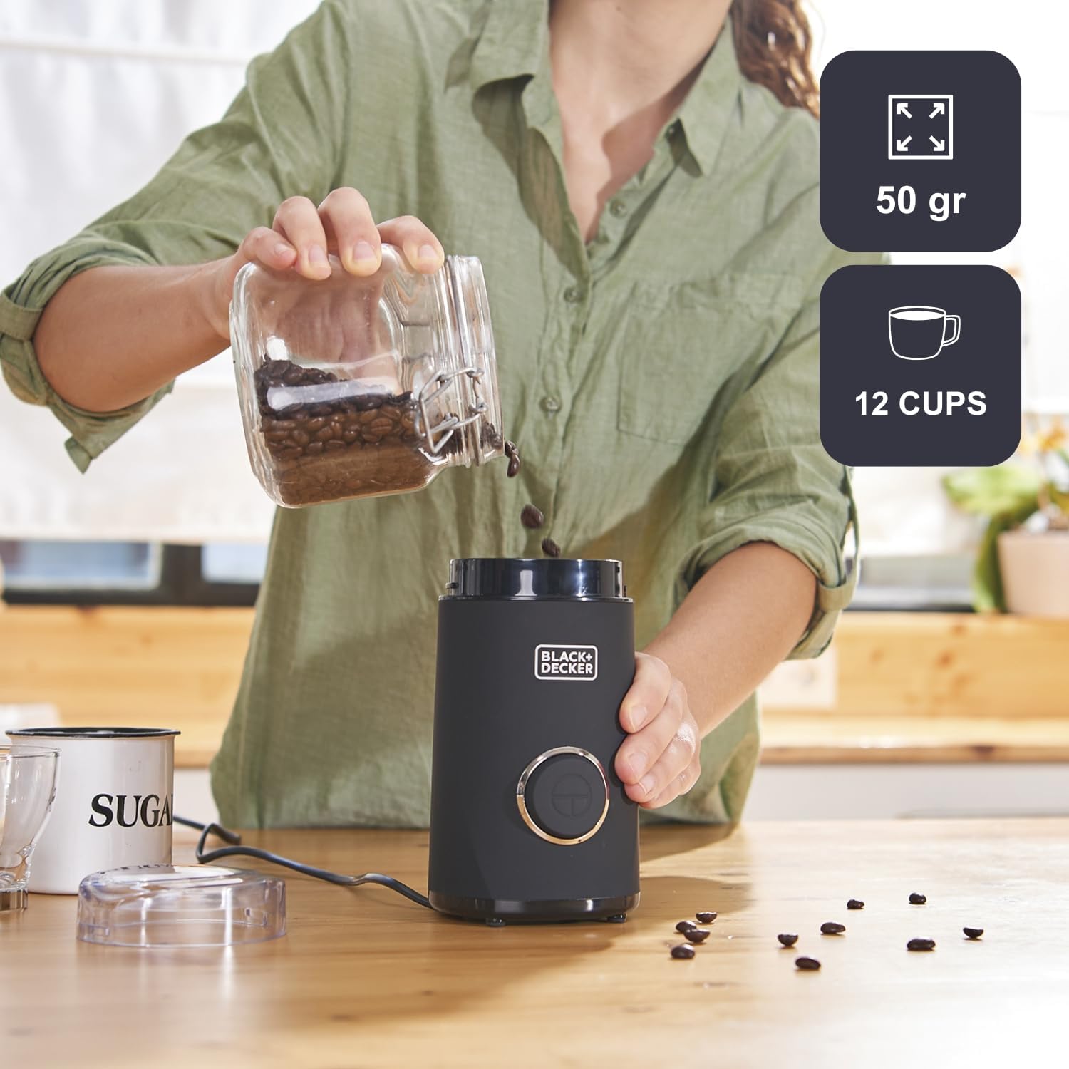 Black+Decker Moedor de café, preto, 12 Tazze