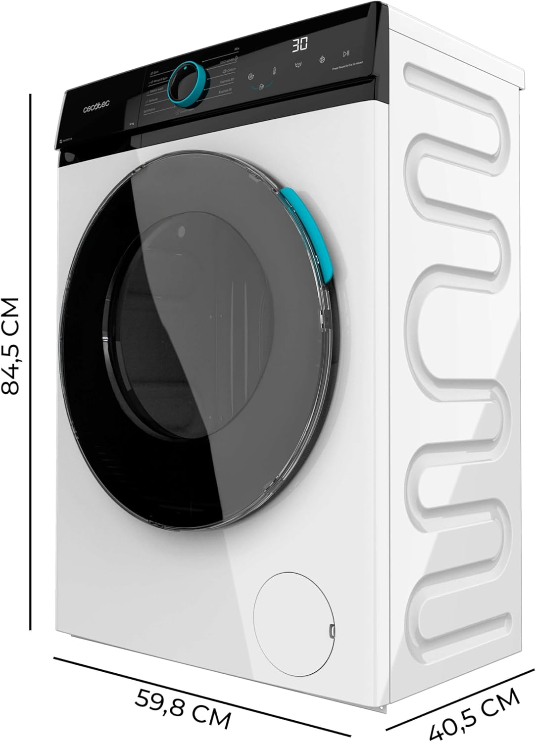 Cecotec Máquina de lavar 6 kg carga frontal Bolero DressCode 6160 Inverter. 1200 RPM, 11 programas, baixo consumo, motor inverter Plus, Steam Max, Drum Clean, programa rápido de 15", painel com