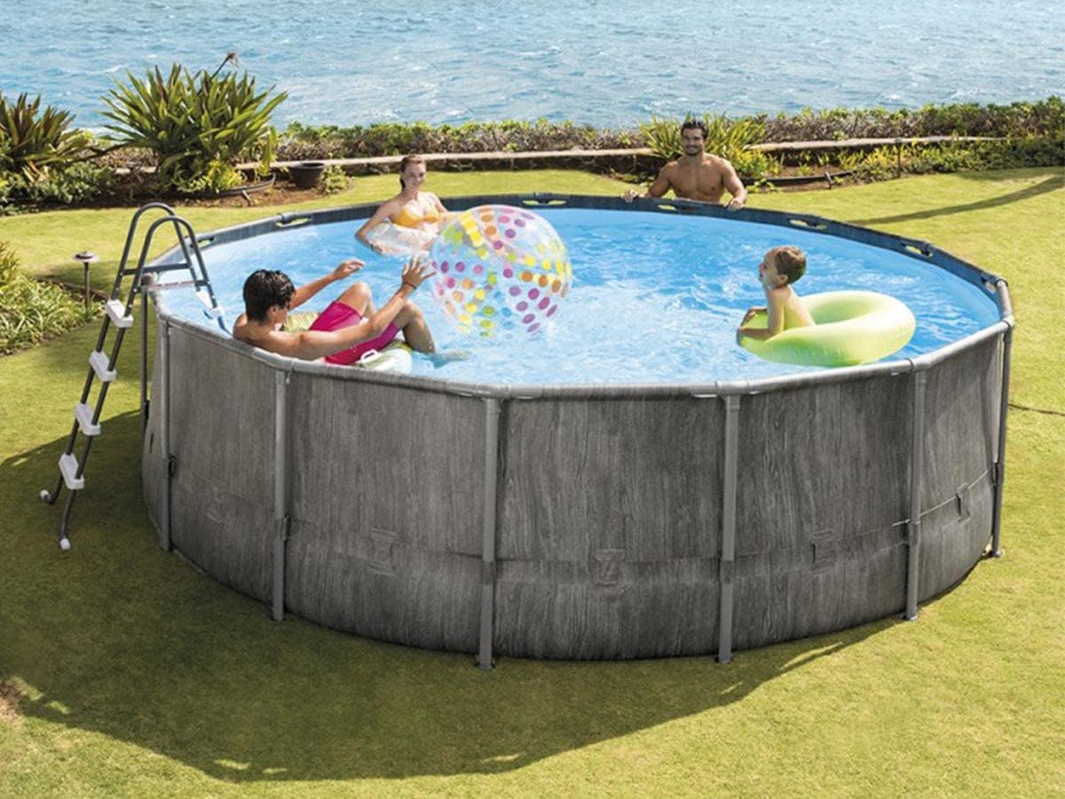 Intex 26742NP - Piscina Desmontable, 457x122 cm, con depuradora Cartucho, 3.785 litros/Hora, Filtro Cartucho Tipo A, Piscina Greywood Prism Frame, 16.805 litros, Piscina para 6 Personas